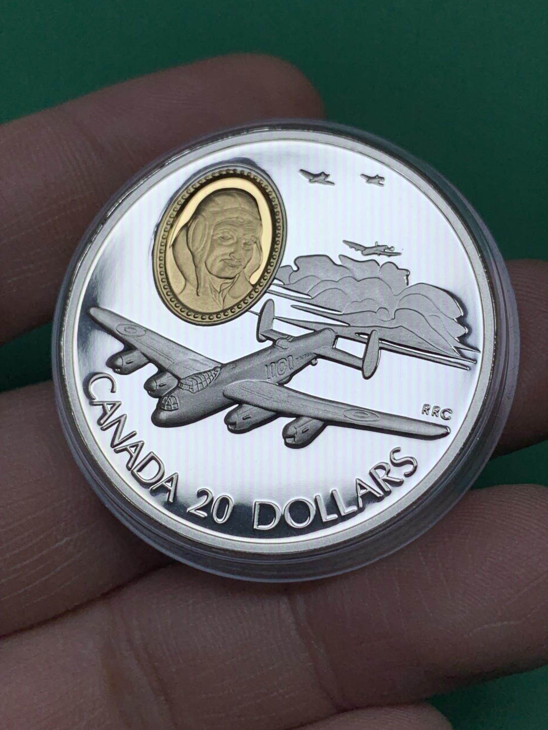 《竞宝斋》第151场-周日，周一，周四 3场 (全场包邮) 原盒 加拿大1990年 飞机系列20美元 镀金大银币 31.1克