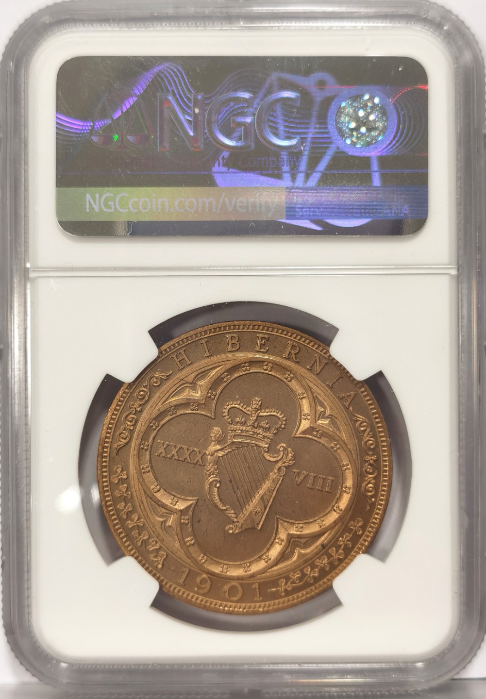 博洋堂世界钱币拍卖第022期（全场包邮） NGC PF67RD CAMEO 1901爱尔兰爱德华七世48便士臆造精制铜币，NGC唯一冠军分