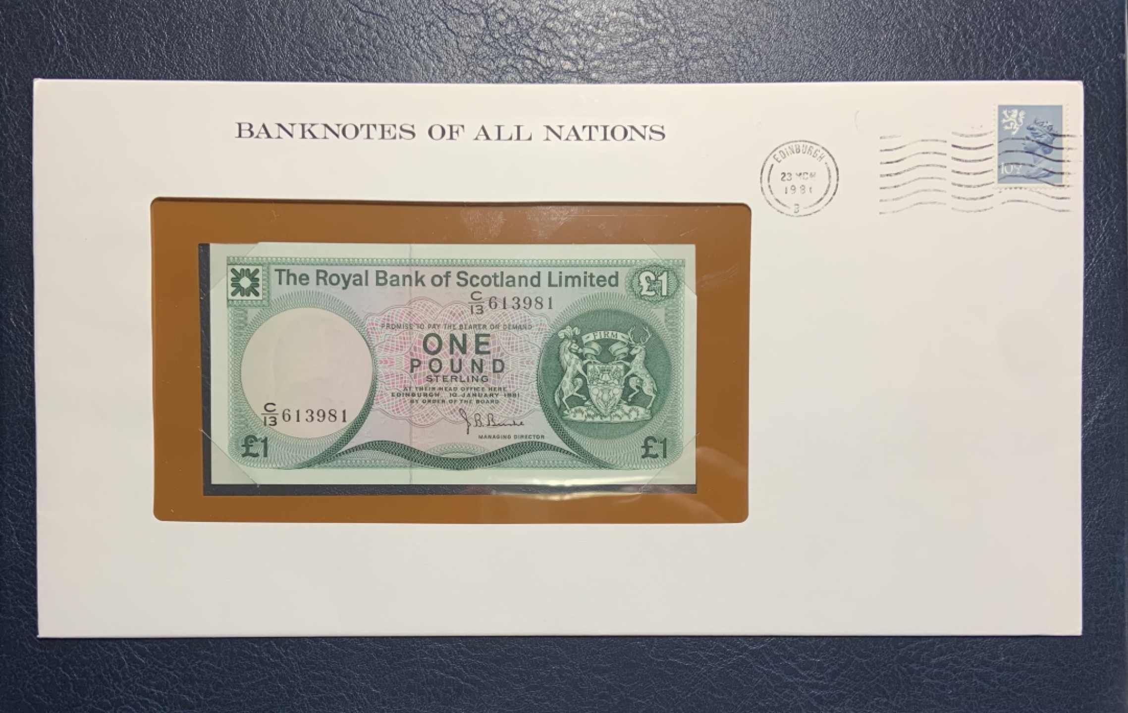 收藏联盟Quantum Auction 第248期拍卖 苏格兰1981年1镑富兰克林邮币封 品相UNC