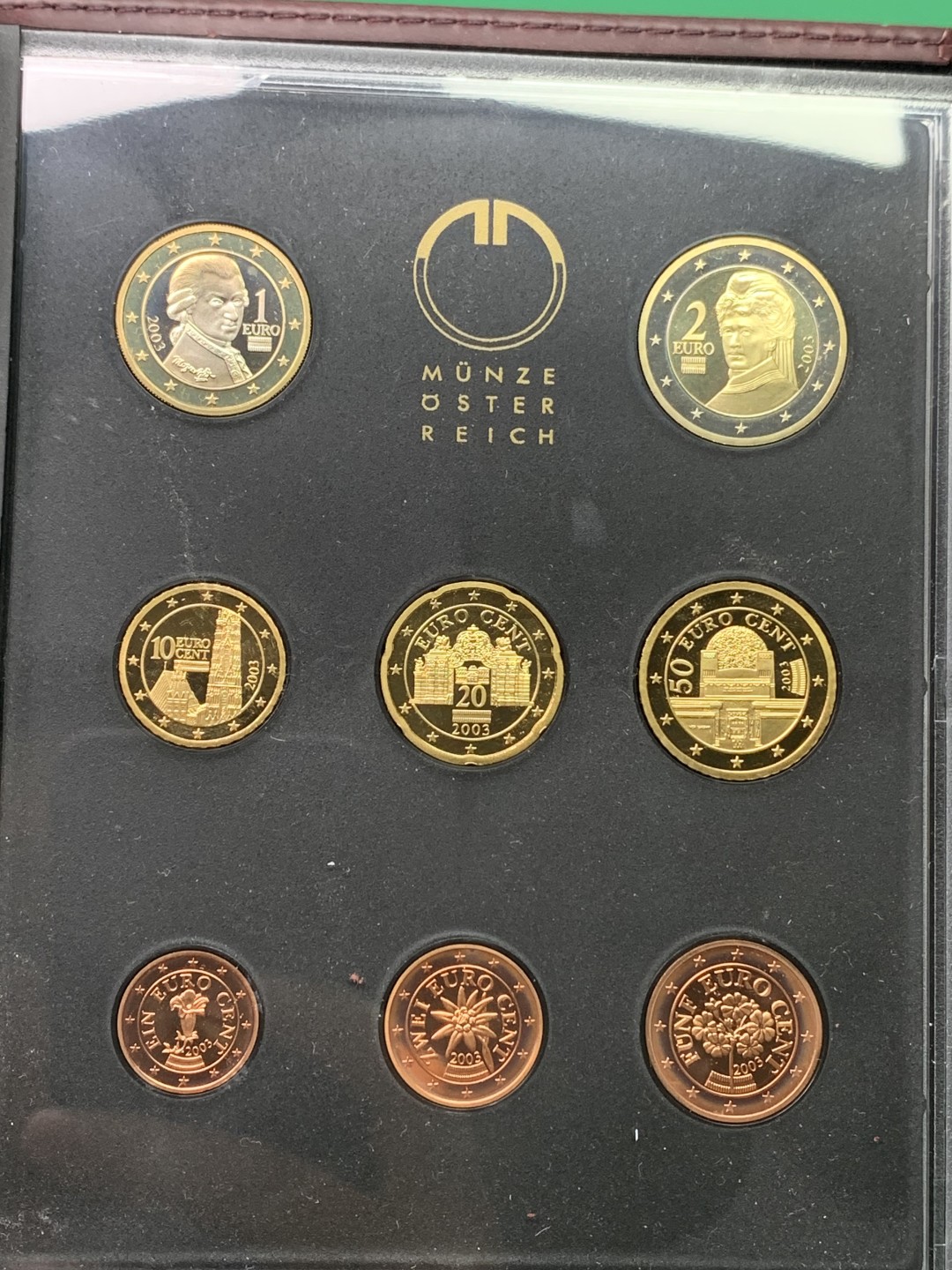 《竞宝斋》第151场-周日，周一，周四 3场 (全场包邮) 原盒 奥地利2003年 欧元八枚套 精制币 非常罕见