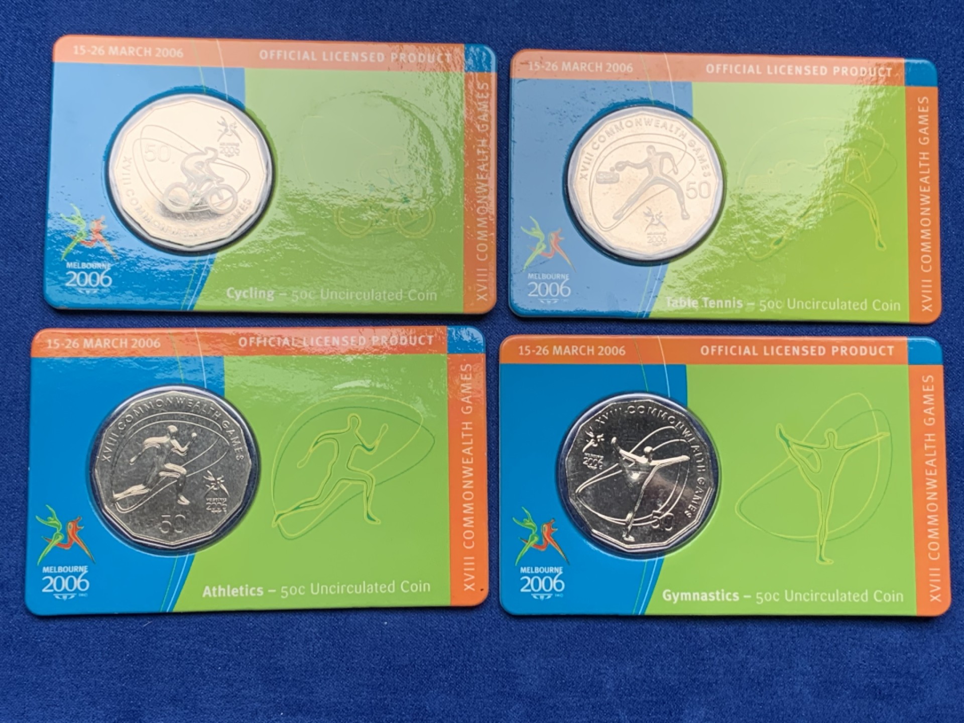 《竞宝斋》第151场-周日，周一，周四 3场 (全场包邮) 四枚一组 卡装 澳大利亚 奥运纪念 50分镍币 不同主题