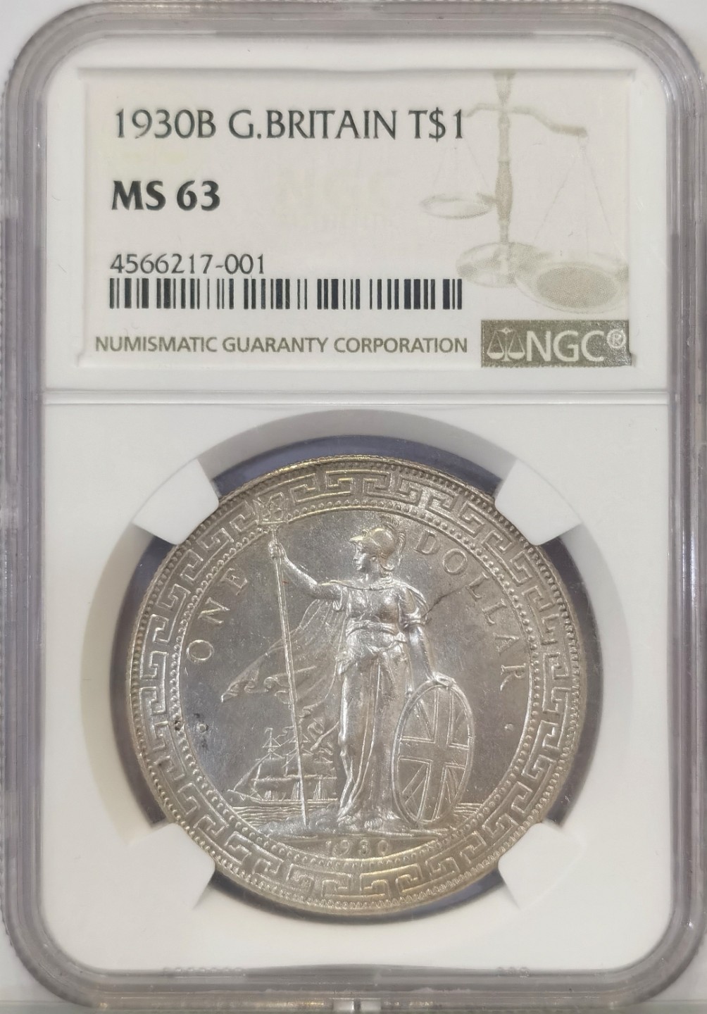 博洋堂世界钱币拍卖第022期（全场包邮） NGC MS63 站洋1930年B版壹圆银币 银光闪闪 目前站人价格下来不少 收藏好时机