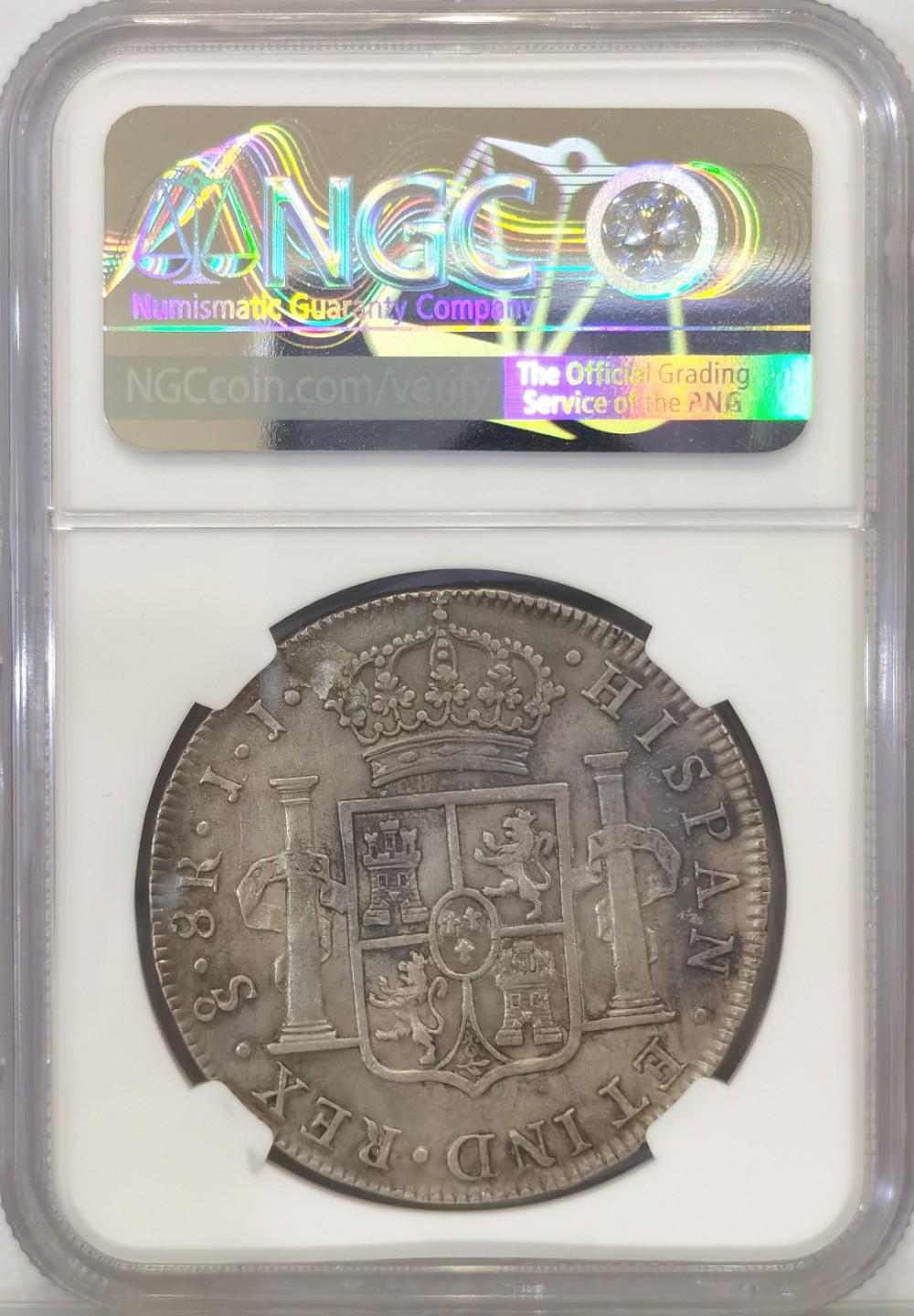 博洋堂世界钱币拍卖第022期（全场包邮） NGC AU 智利卡四双柱 So 1802 8里亚尔 双柱的天花板厂 基本见不到该厂 收藏级