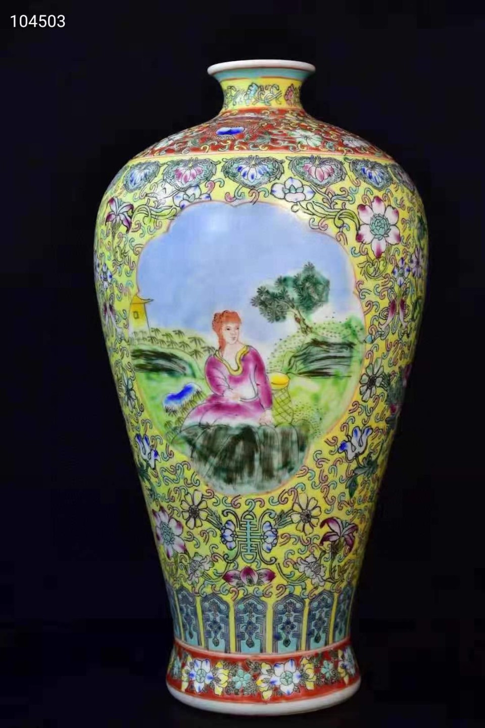 大清雍正珐琅彩人物梅瓶，器型规整精致，画工精细，纯绘画工，，