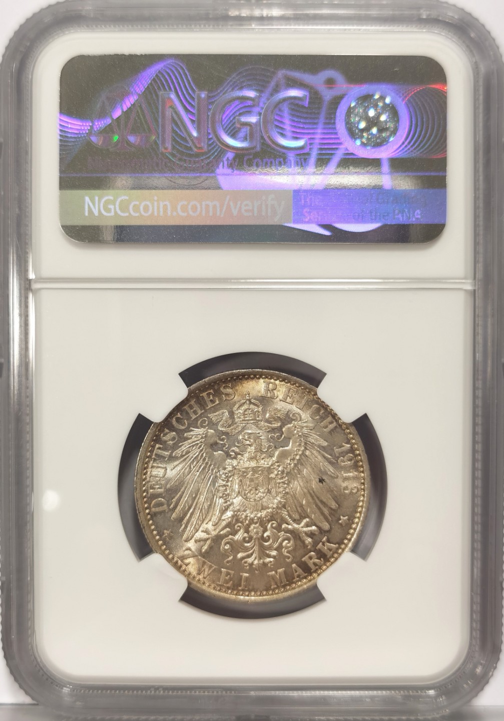 博洋堂世界钱币拍卖第022期（全场包邮） NGC MS64 1913年德国普鲁士威廉二世在位25周年纪念2马克银币