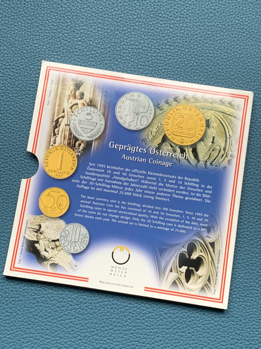 《竞宝斋》第151场-周日，周一，周四 3场 (全场包邮) 卡装 奥地利1997年 六枚不同面值 原厂封装