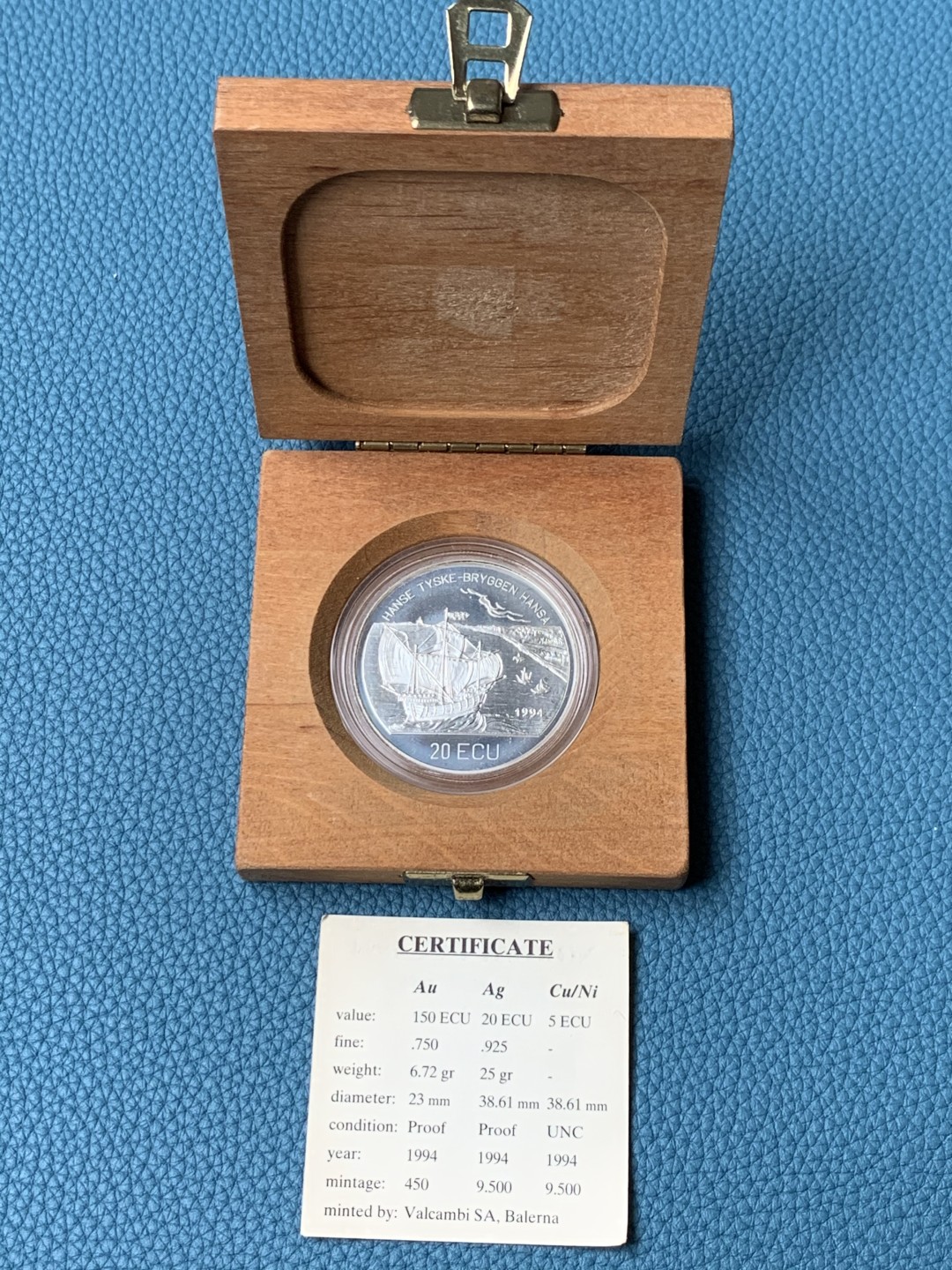 《竞宝斋》第151场-周日，周一，周四 3场 (全场包邮) 木盒 挪威1994年 大帆船20艾古 精制彩色大银币 非常稀少