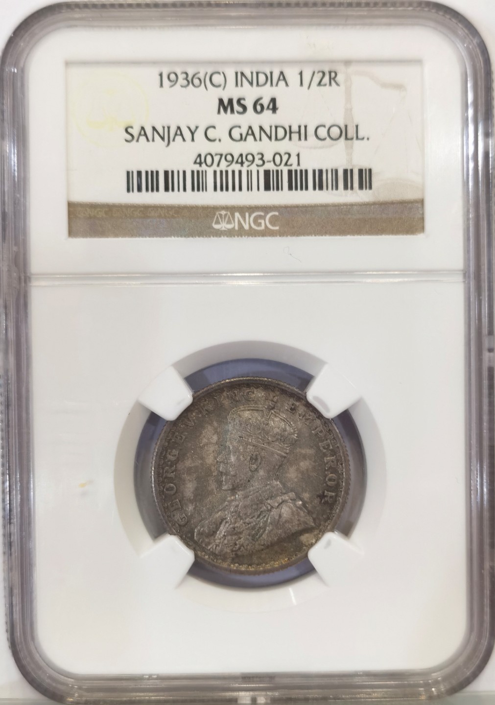 博洋堂世界钱币拍卖第022期（全场包邮） NGC MS64 英属印度1936年C版 乔治五世 1/4卢比银币 名家旧藏