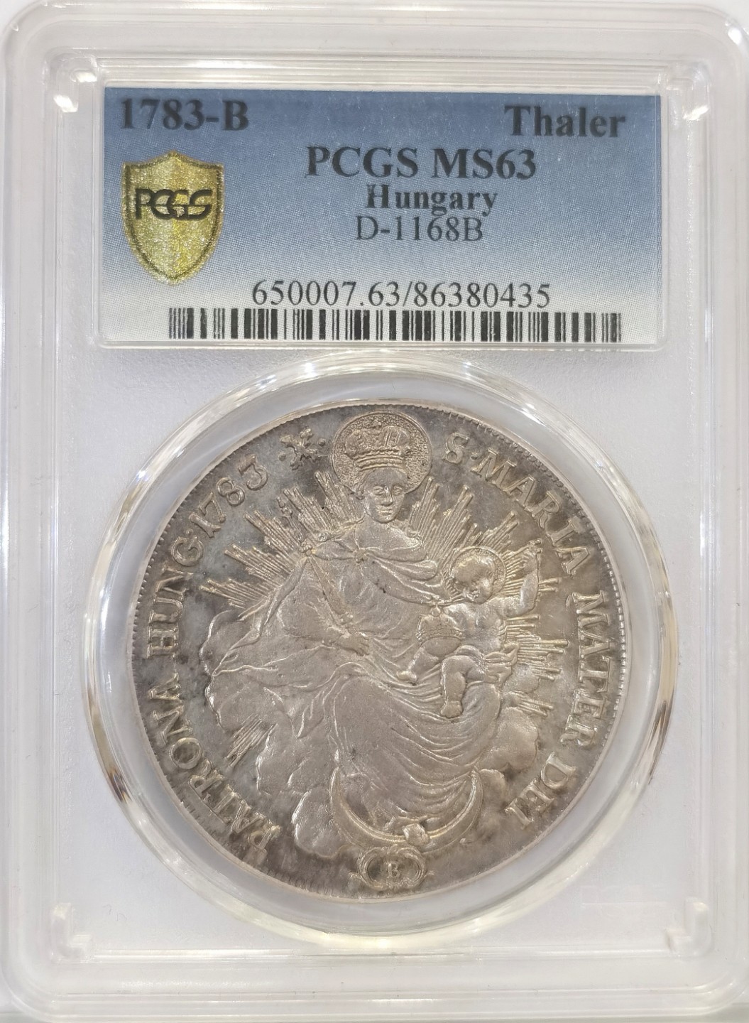 博洋堂世界钱币拍卖第022期（全场包邮） PCGS MS63 1783年神圣罗马帝国匈牙利圣母抱婴泰勒 淡金包浆，全币深打，没有减重痕，极为难得。亚军分，上面只有一个63+