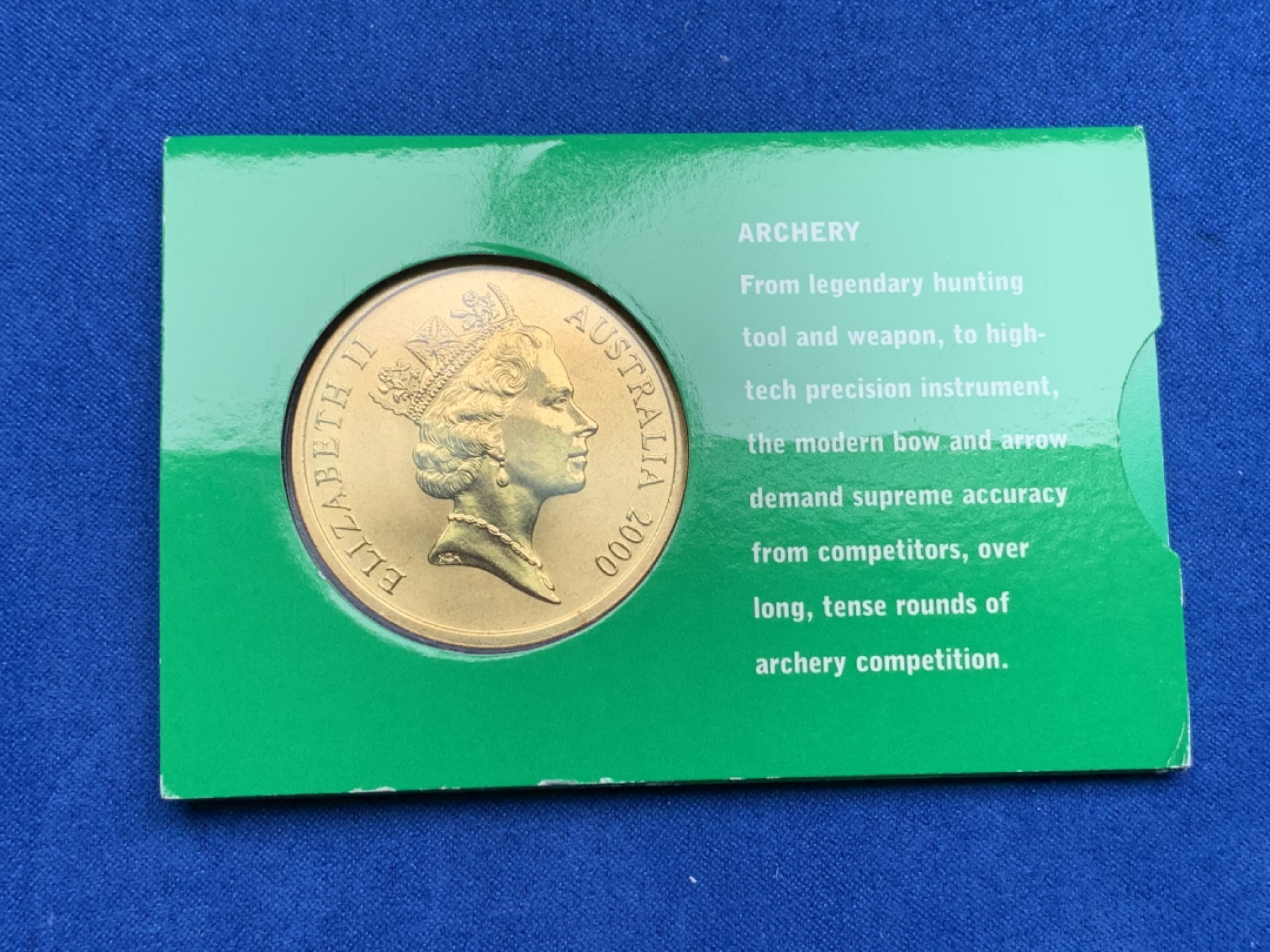 《竞宝斋》第151场-周日，周一，周四 3场 (全场包邮) 卡装 澳大利亚2000年 射箭 5元铜币