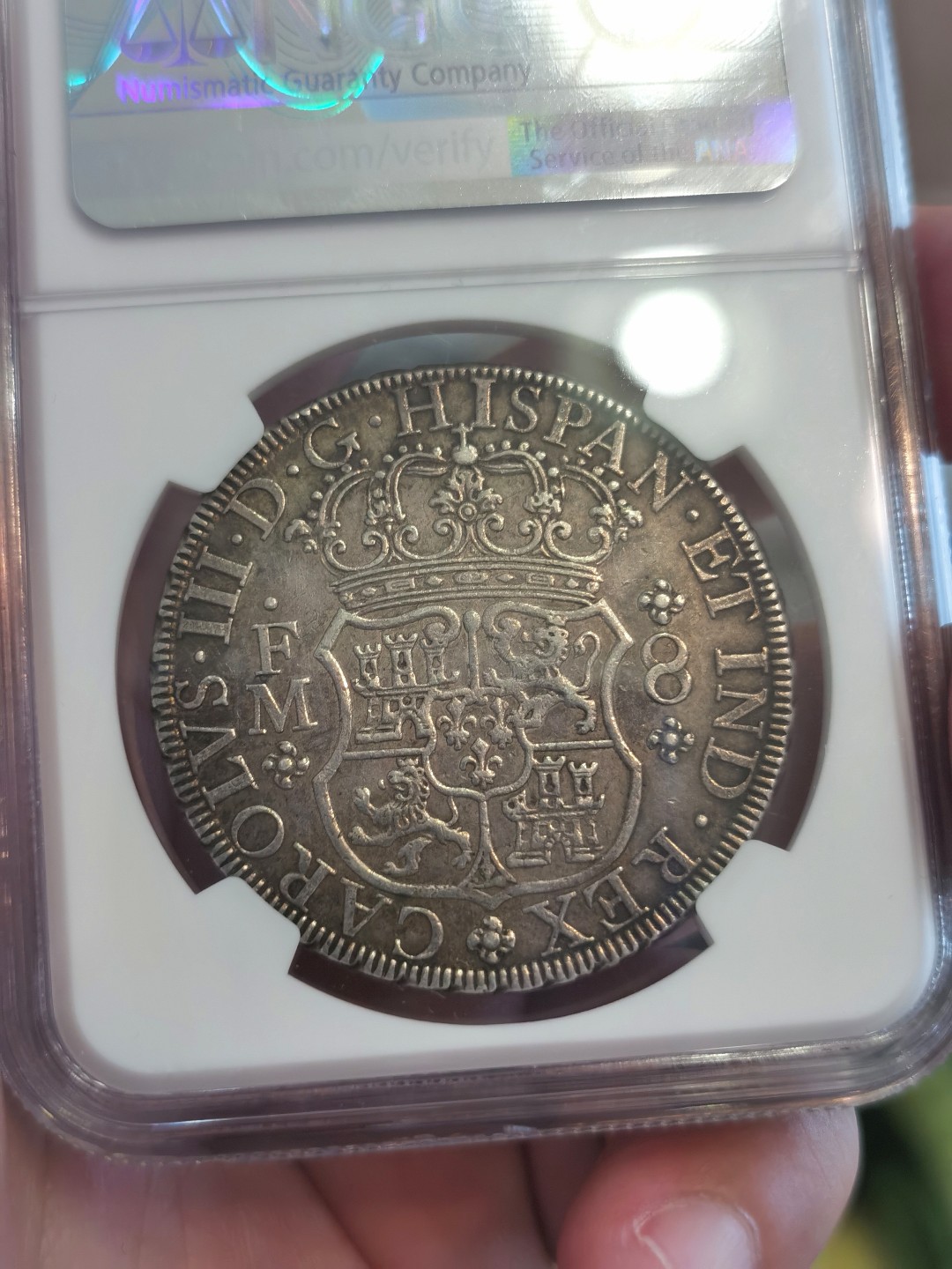 博洋堂世界钱币拍卖第022期（全场包邮） NGC AU55 墨西哥地球双柱 1770 8里亚尔 双面黑五彩包浆 深打 一步到位