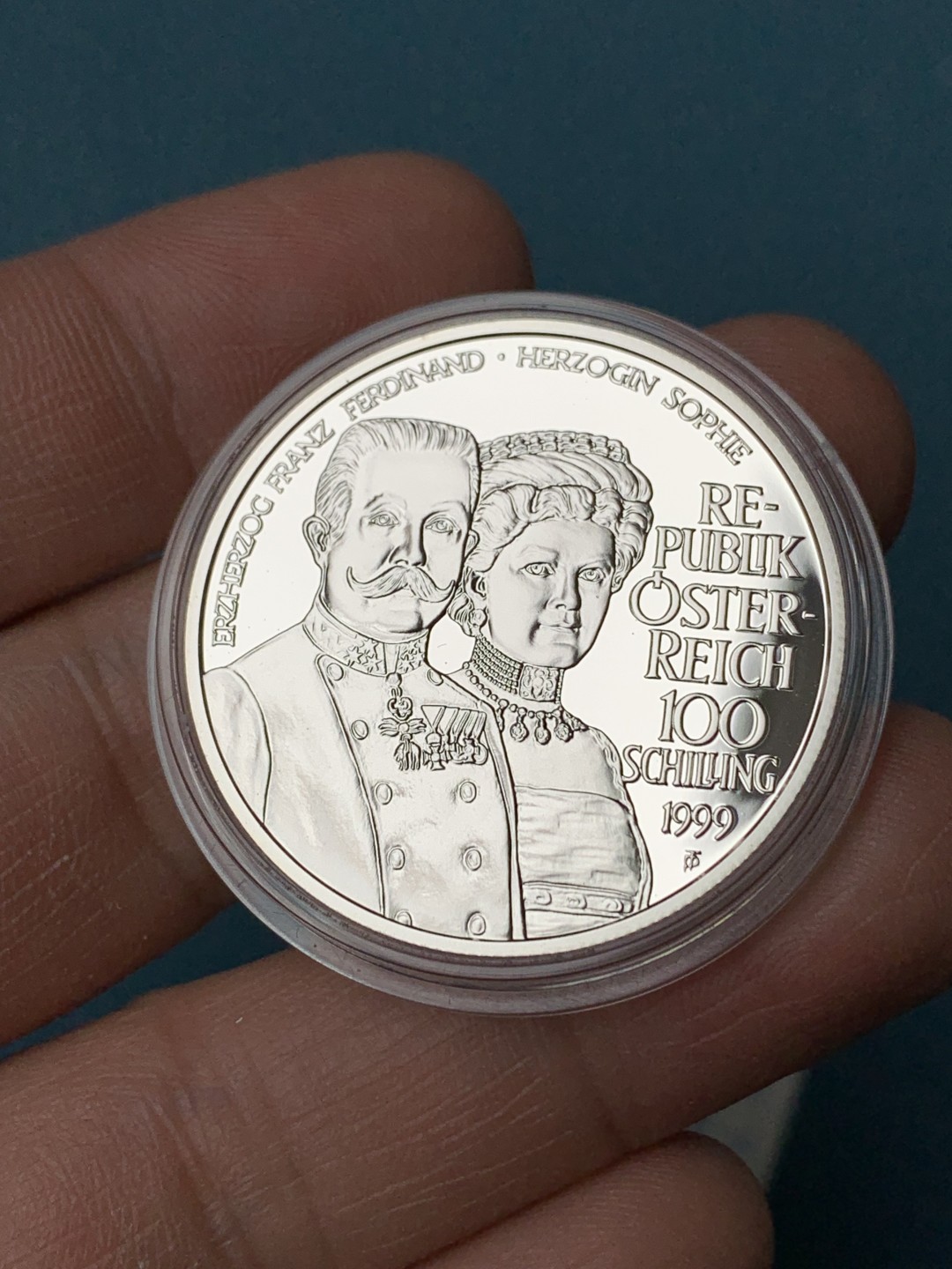 《竞宝斋》第151场-周日，周一，周四 3场 (全场包邮) 木盒 奥地利1999年 100先令精制大银币