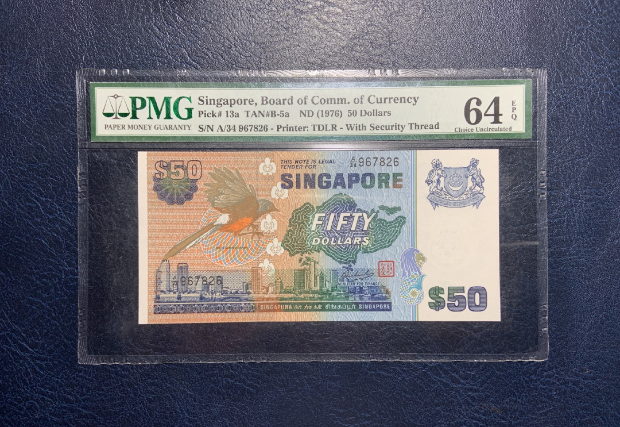 收藏联盟Quantum Auction 第248期拍卖 新加坡1976年50元 PMG64e 少见a版 