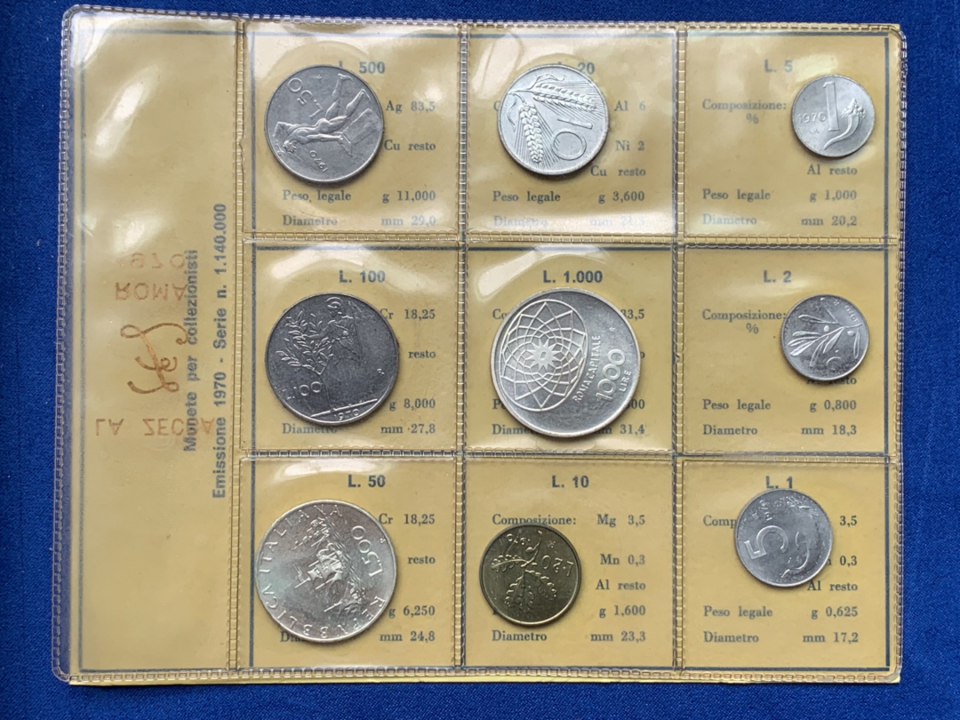 《竞宝斋》第151场-周日，周一，周四 3场 (全场包邮) 意大利1970年套币，2枚银币包浆品