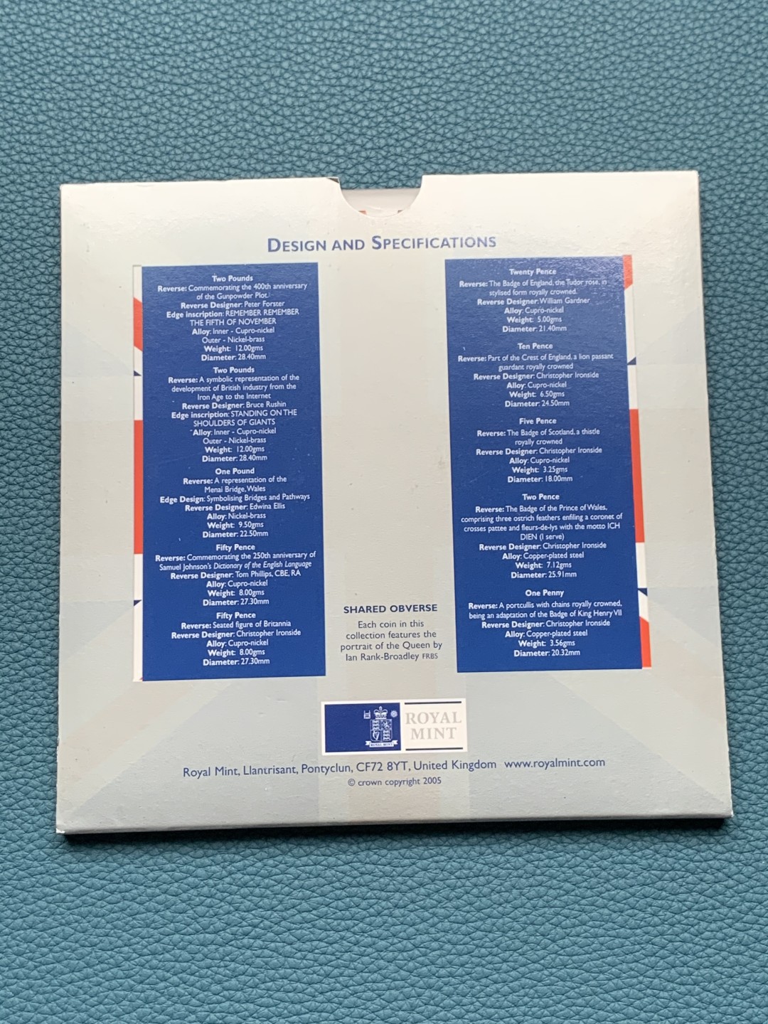 《竞宝斋》第151场-周日，周一，周四 3场 (全场包邮) 卡装 英国2005年 十枚套 最大面值两枚2镑纪念币 较少的年份