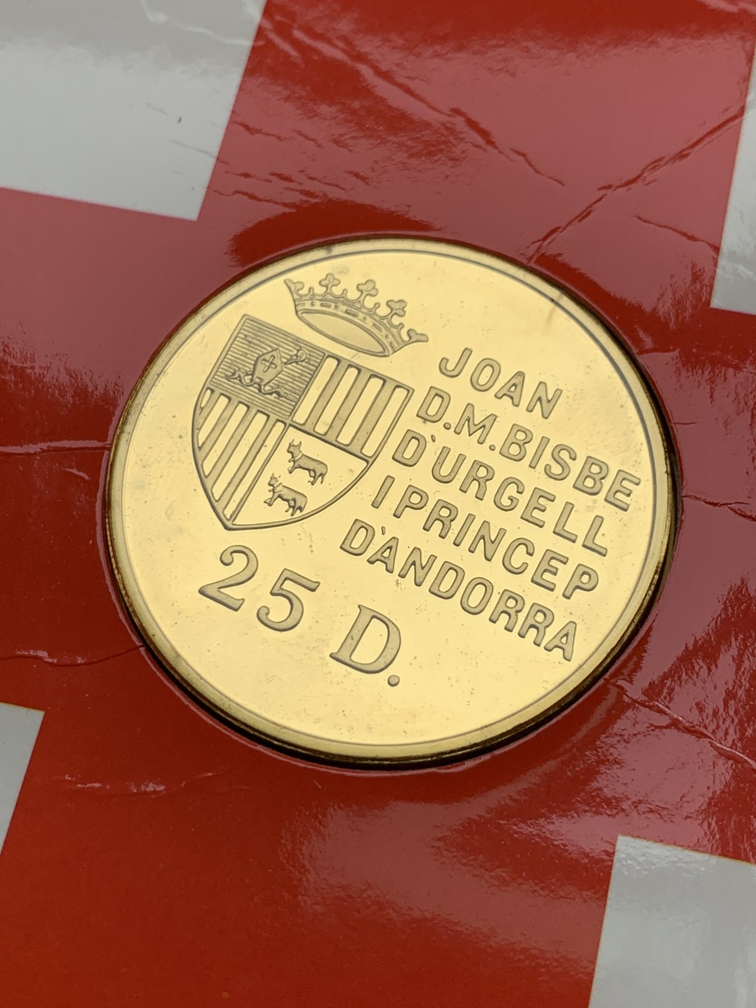 《竞宝斋》第151场-周日，周一，周四 3场 (全场包邮) 卡装 安道尔1991年 和平鸽25第纳尔大银币 28.28克 92.5%银