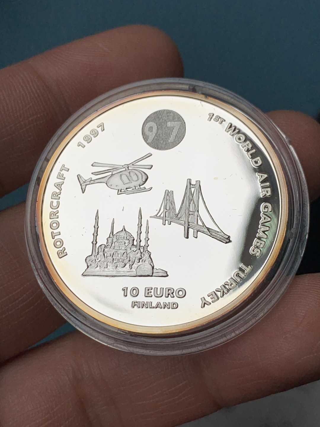 《竞宝斋》第151场-周日，周一，周四 3场 (全场包邮) 芬兰1997年 土耳其航天展10欧元精制大银币