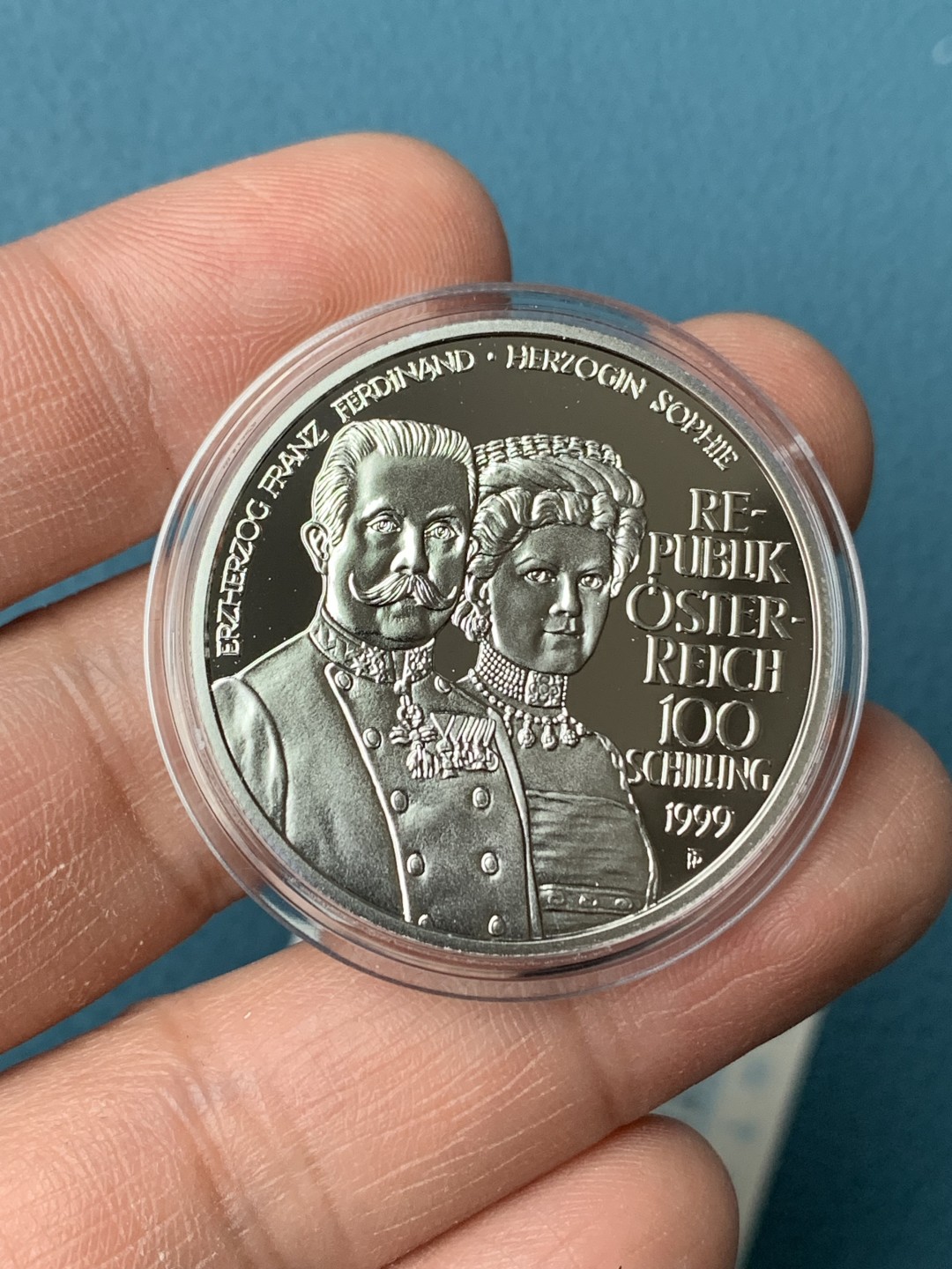 《竞宝斋》第151场-周日，周一，周四 3场 (全场包邮) 木盒 奥地利1999年 100先令精制大银币