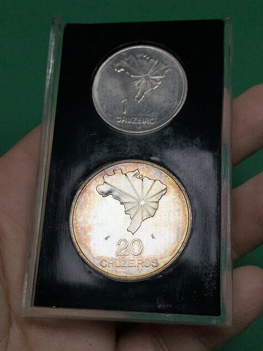 《竞宝斋》第151场-周日，周一，周四 3场 (全场包邮) 巴西 1972年 1克鲁泽 和20克鲁泽银币 一对