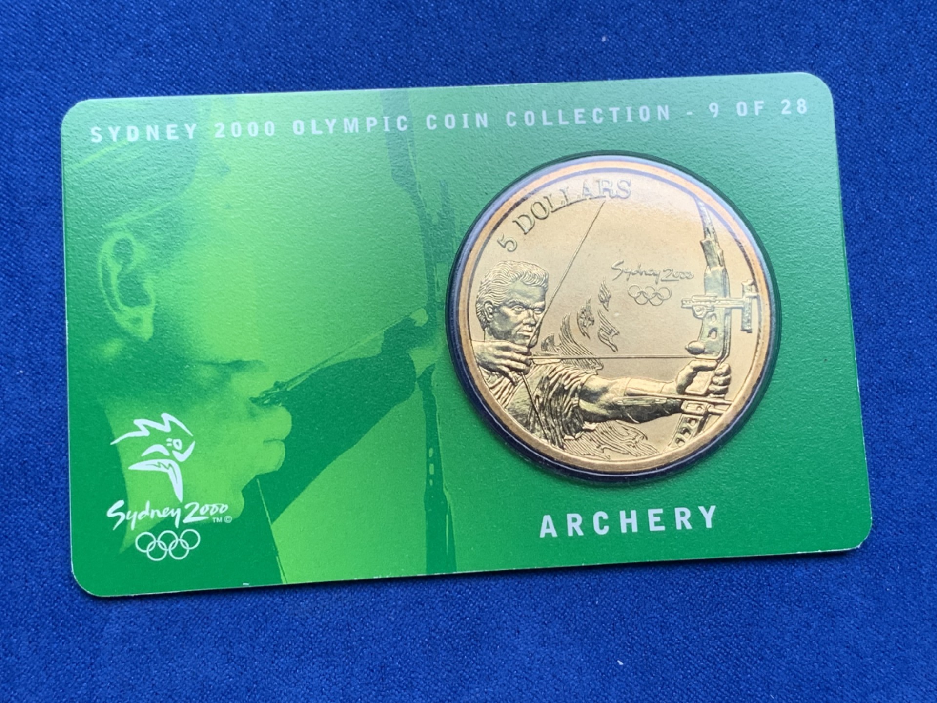 《竞宝斋》第151场-周日，周一，周四 3场 (全场包邮) 卡装 澳大利亚2000年 射箭 5元铜币