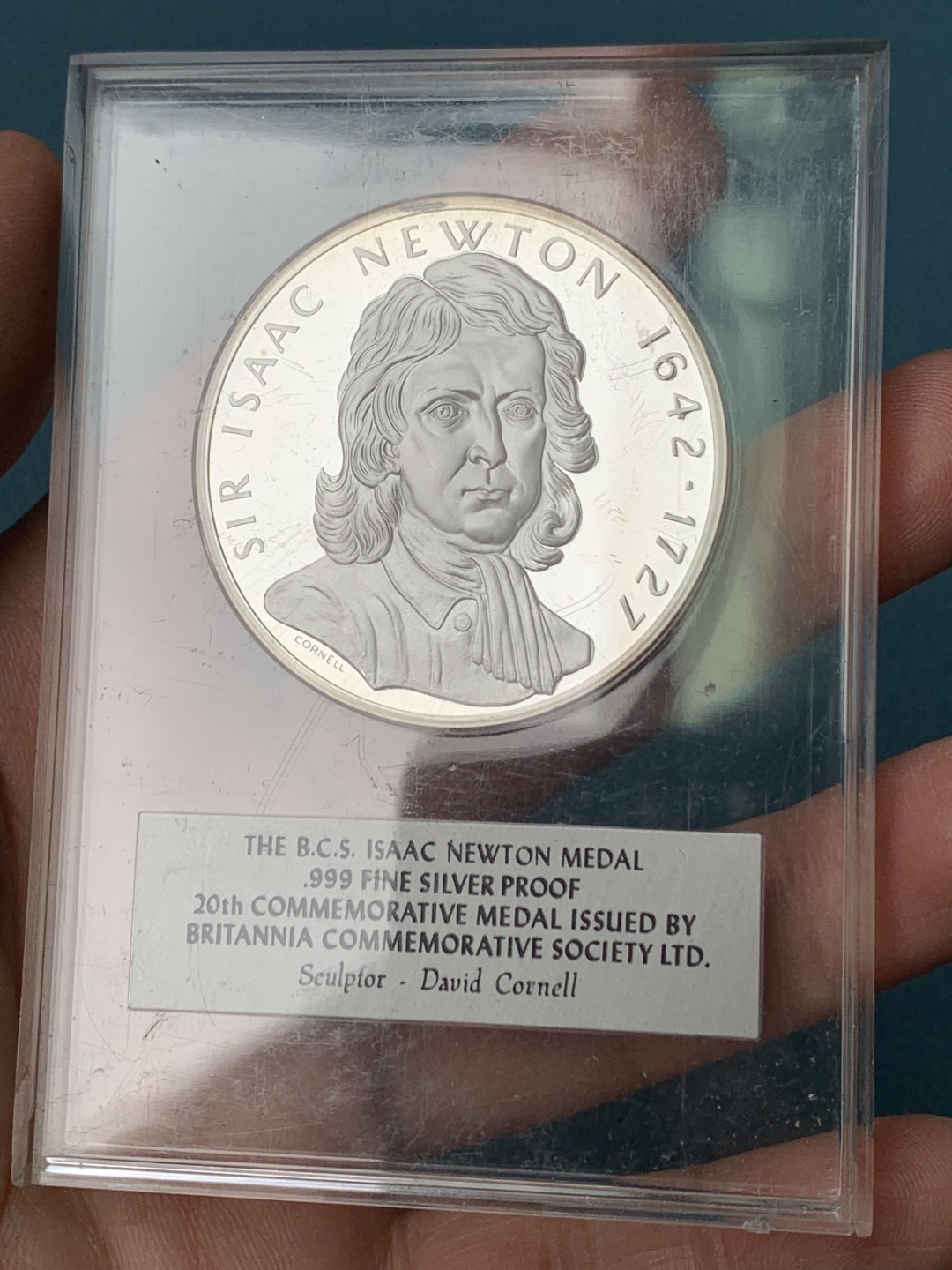 《竞宝斋》第151场-周日，周一，周四 3场 (全场包邮) 美国二十世纪著名人物纪念 牛顿 纯银银章40克