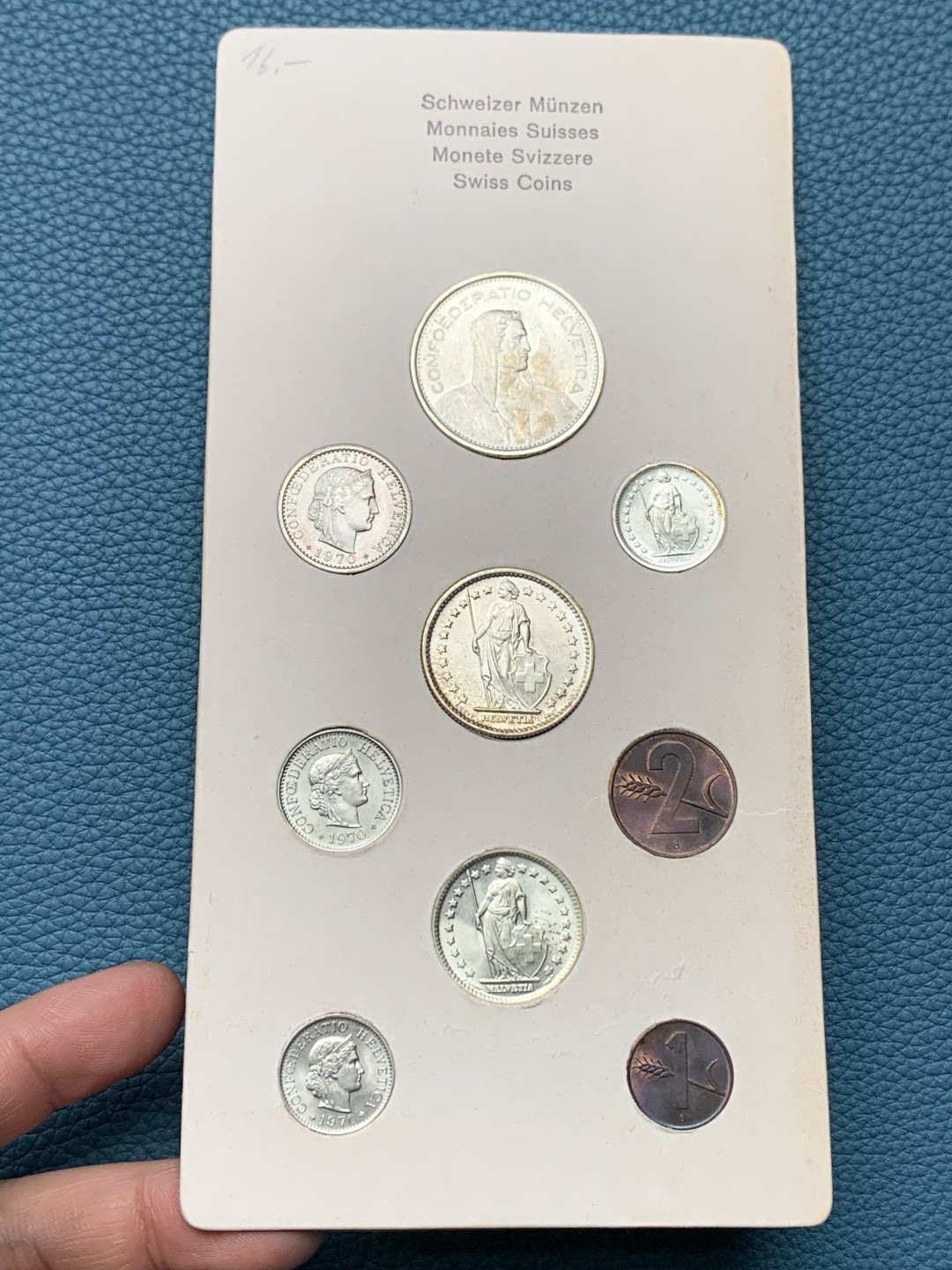 《竞宝斋》第151场-周日，周一，周四 3场 (全场包邮) 卡装 瑞士九枚套 其中0.5/1/2/5法郎是银币  好品细节见图