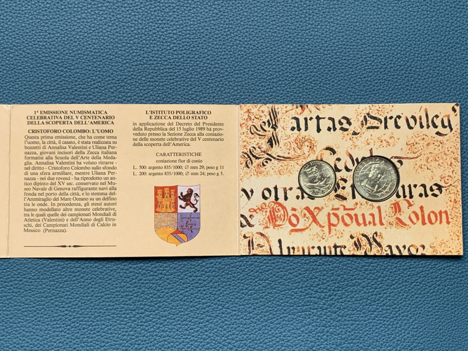 《竞宝斋》第151场-周日，周一，周四 3场 (全场包邮) 意大利1989年，哥伦布纪念卡册，2枚银币