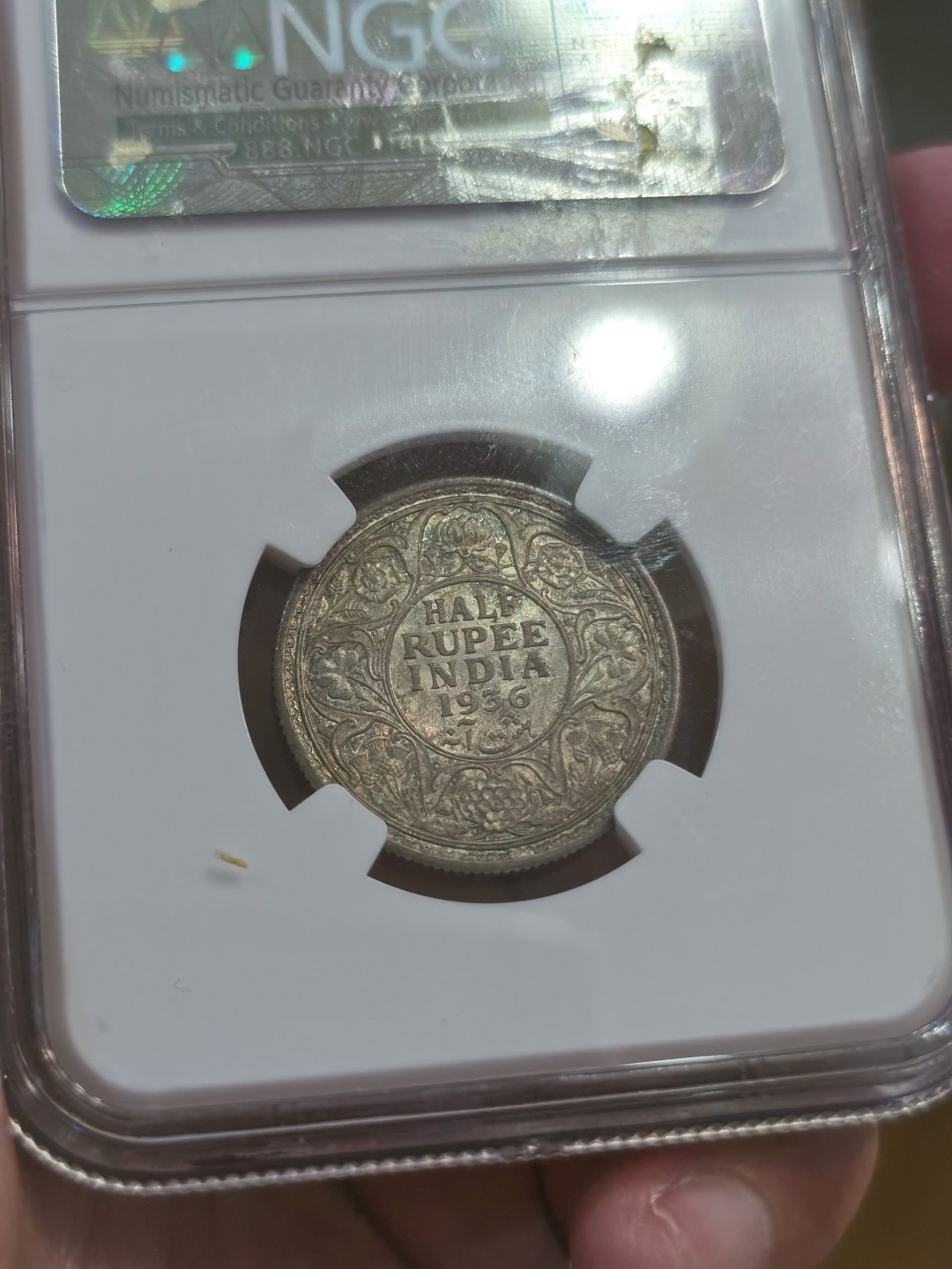 博洋堂世界钱币拍卖第022期（全场包邮） NGC MS64 英属印度1936年C版 乔治五世 1/4卢比银币 名家旧藏