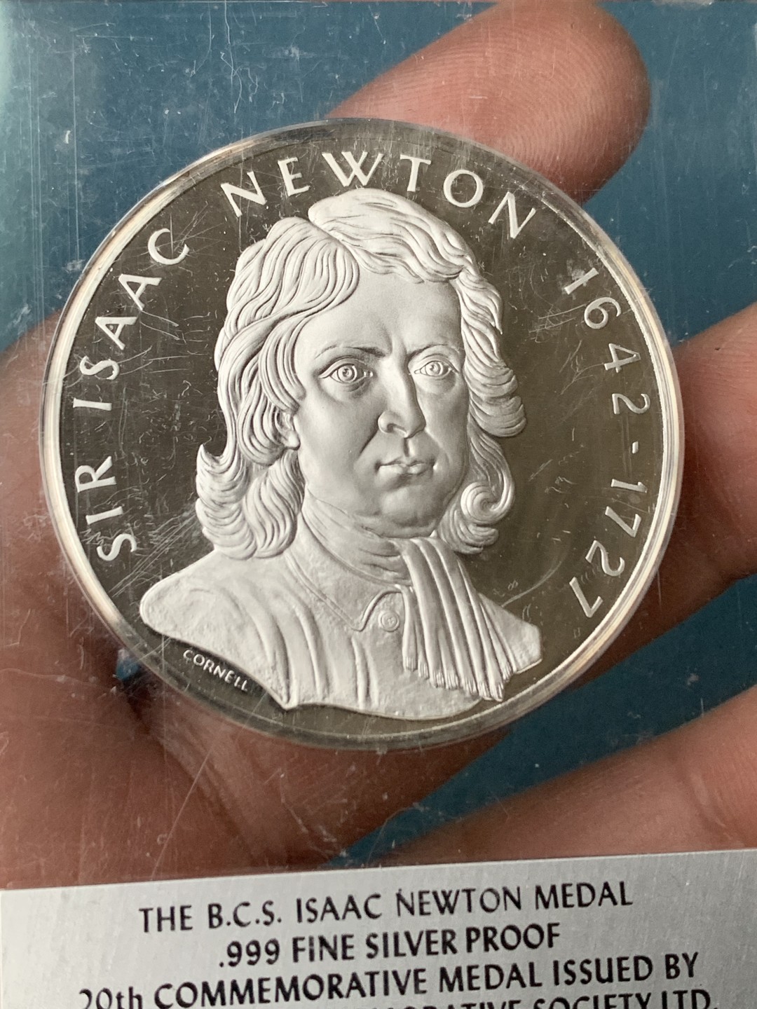 《竞宝斋》第151场-周日，周一，周四 3场 (全场包邮) 美国二十世纪著名人物纪念 牛顿 纯银银章40克