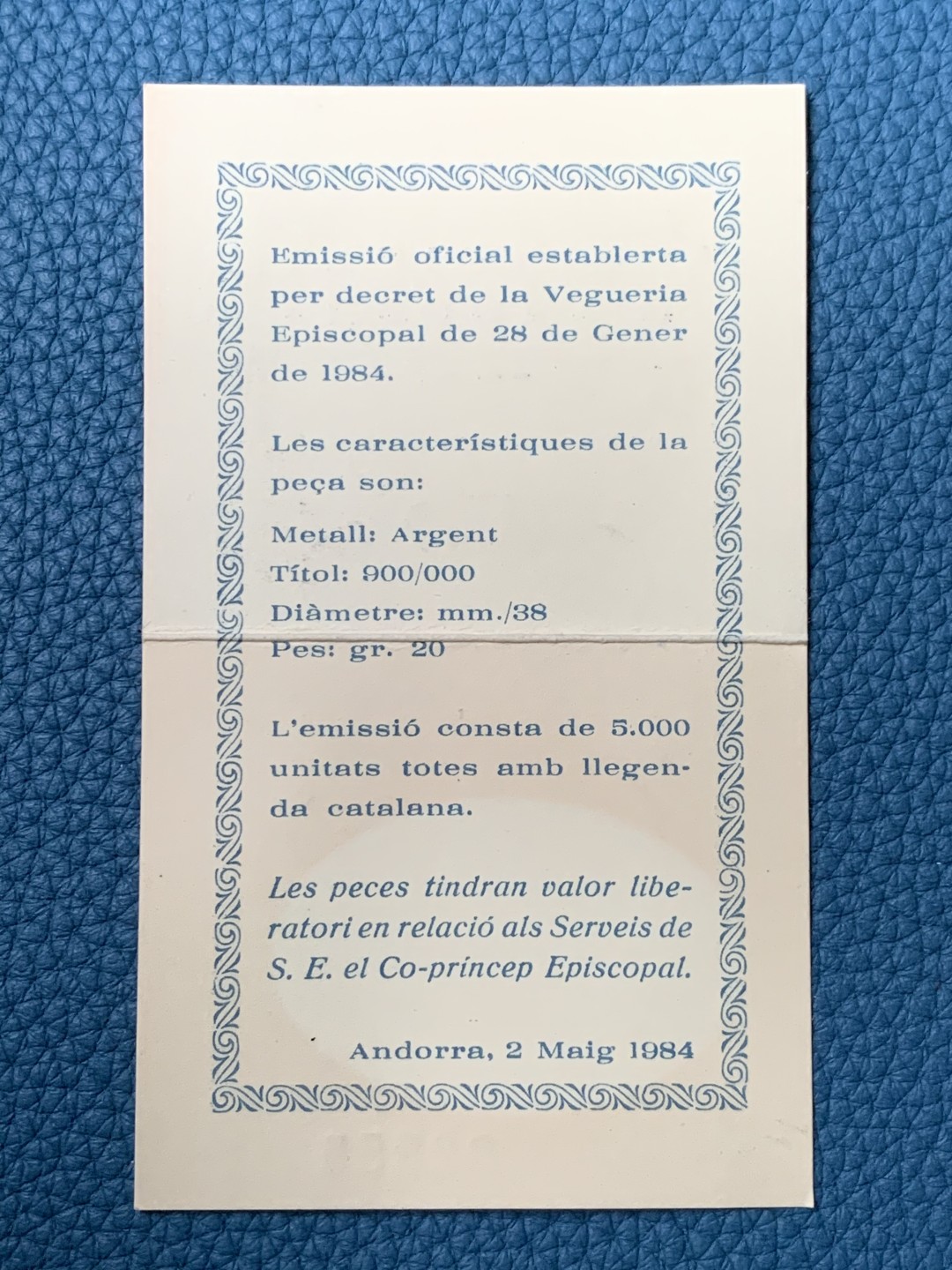 《竞宝斋》第151场-周日，周一，周四 3场 (全场包邮) 安道尔1984年 25第纳尔大银币 20克
