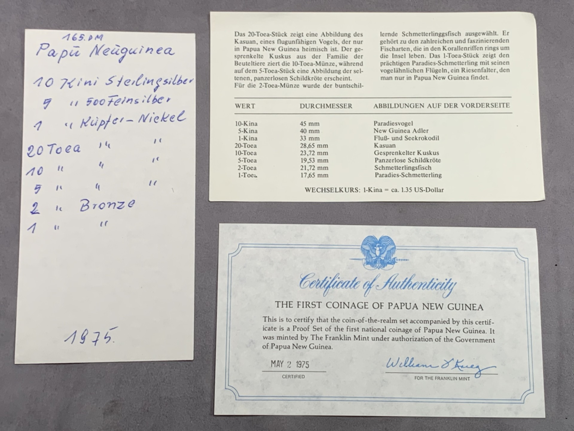 《竞宝斋》第151场-周日，周一，周四 3场 (全场包邮) 原盒 巴布亚新几内亚 1975年 八枚套 其中5和10元是大银币