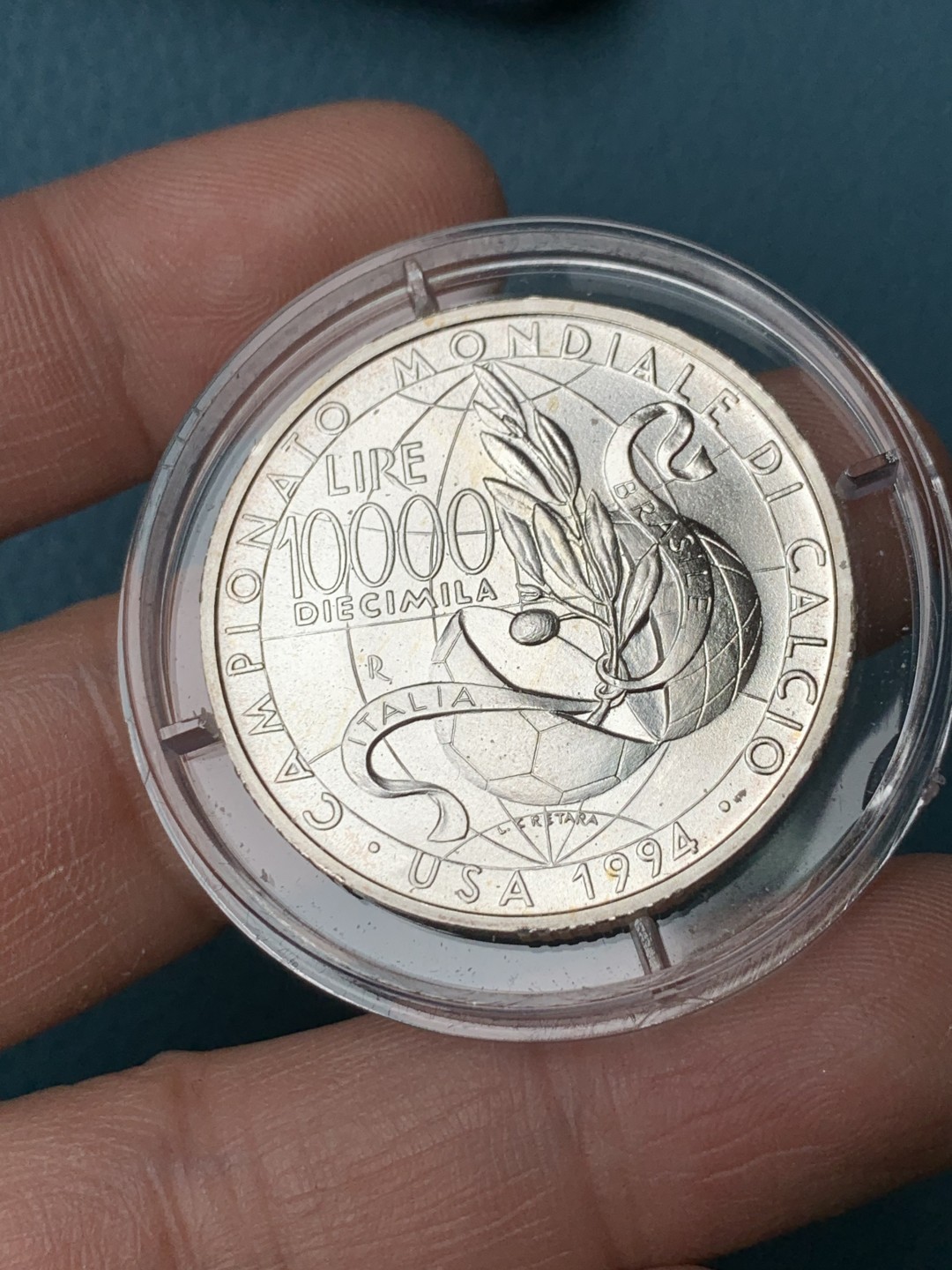 《竞宝斋》第151场-周日，周一，周四 3场 (全场包邮) 原盒 意大利1994年 世界杯10000里拉大银币