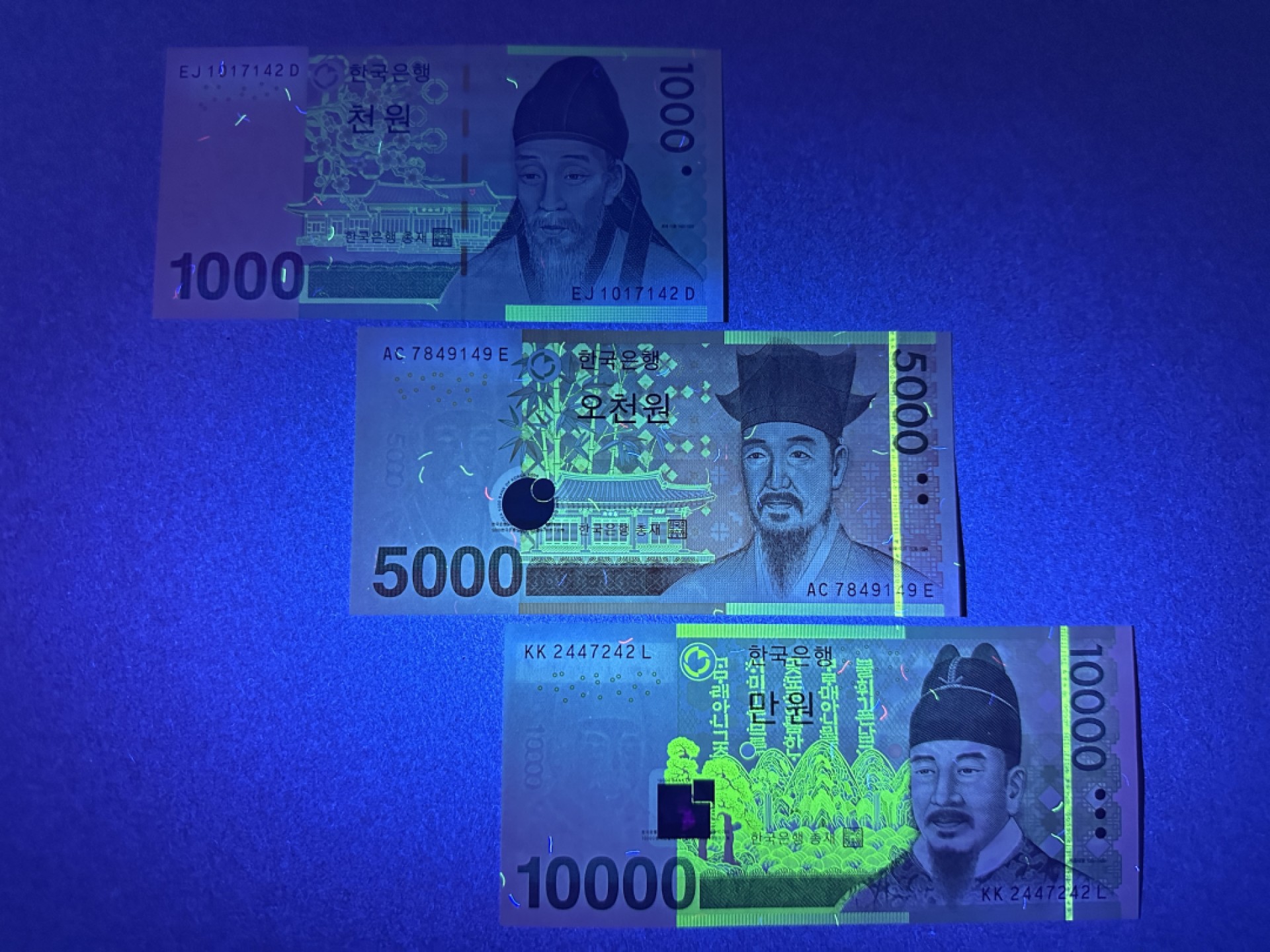 《张总收藏》97期——外币百拍 韩国1000、5000、10000韩元3张 UNC