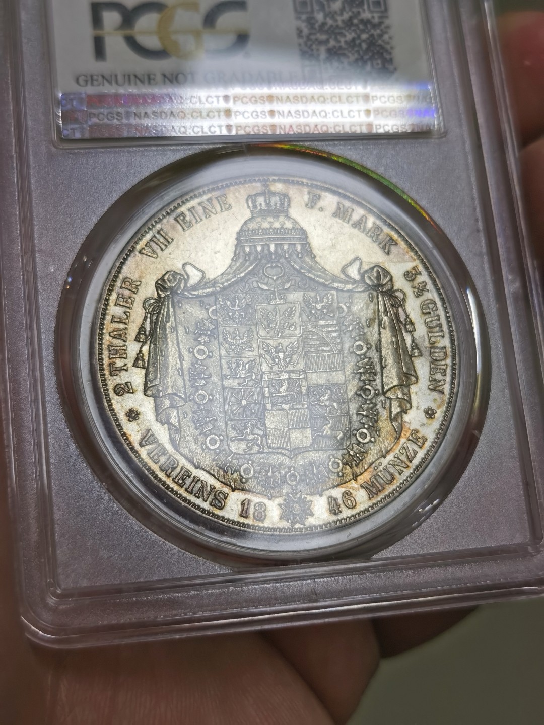 博洋堂世界钱币拍卖第022期（全场包邮） PCGS UNC92  德国1846年普鲁士大窗帘2泰勒 玫瑰包浆漂亮 再送评很有出分可能！