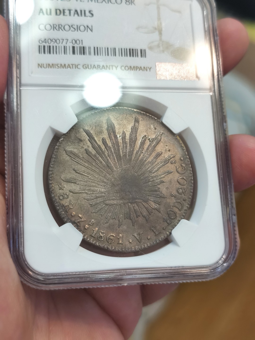 博洋堂世界钱币拍卖第022期（全场包邮） NGC AU 墨西哥1861年ZS VL版花边鹰洋 中期少见版别 绝美状态