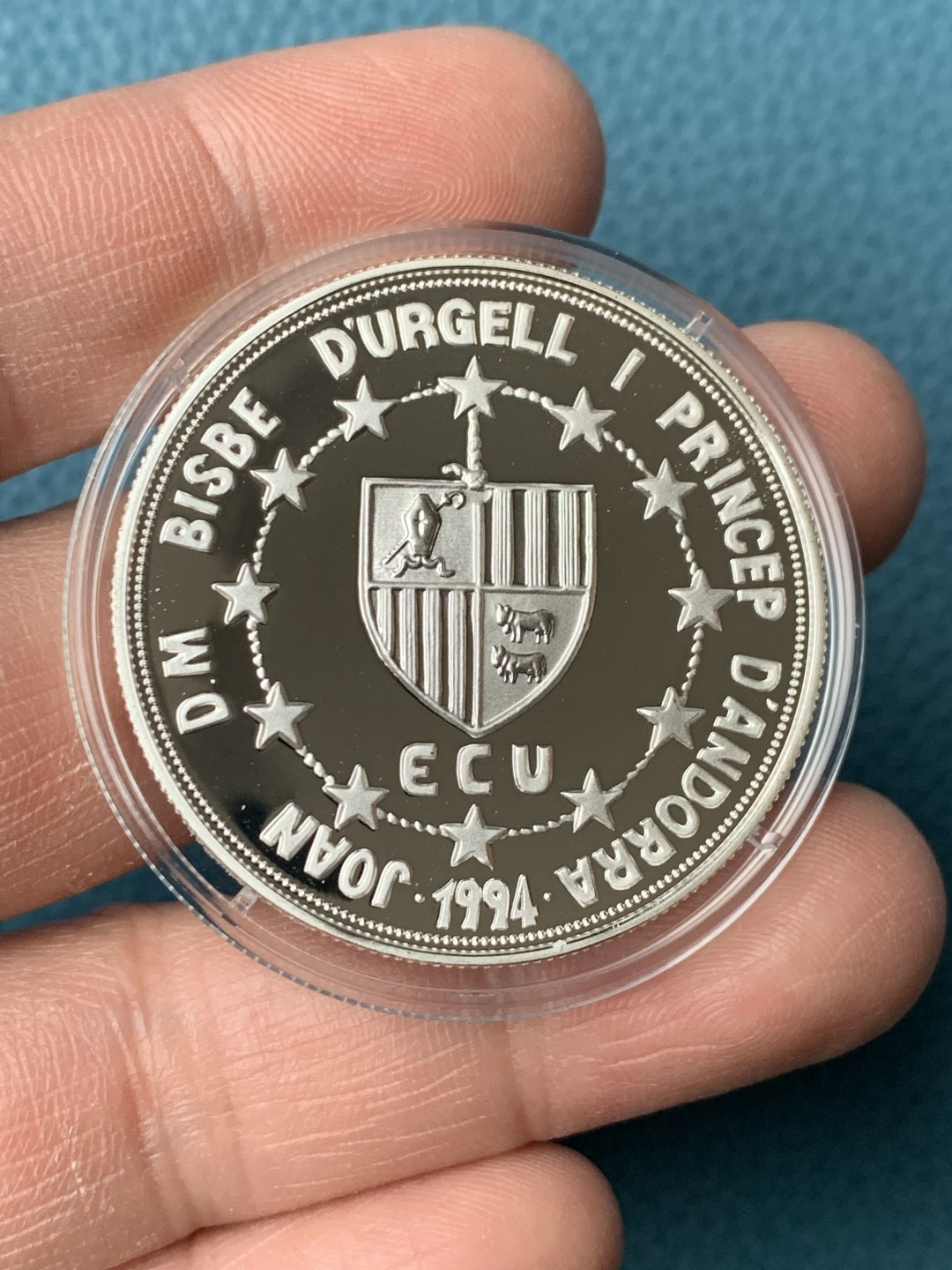 《竞宝斋》第151场-周日，周一，周四 3场 (全场包邮) 原盒 安道尔1991年 10第纳尔精制大银币