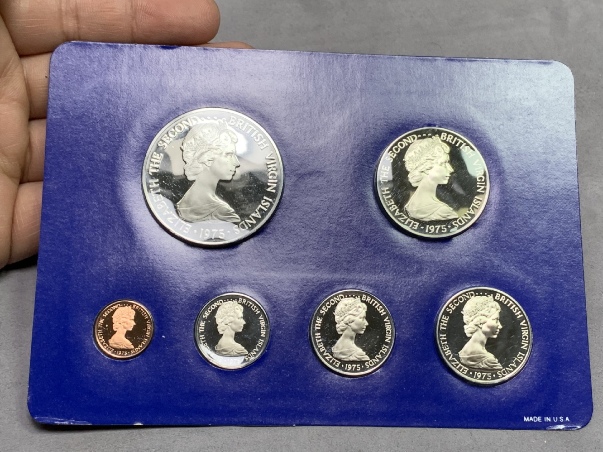 《竞宝斋》第151场-周日，周一，周四 3场 (全场包邮) 原盒 维京群岛1975年 六枚套 精制币 其中最大一枚是银币