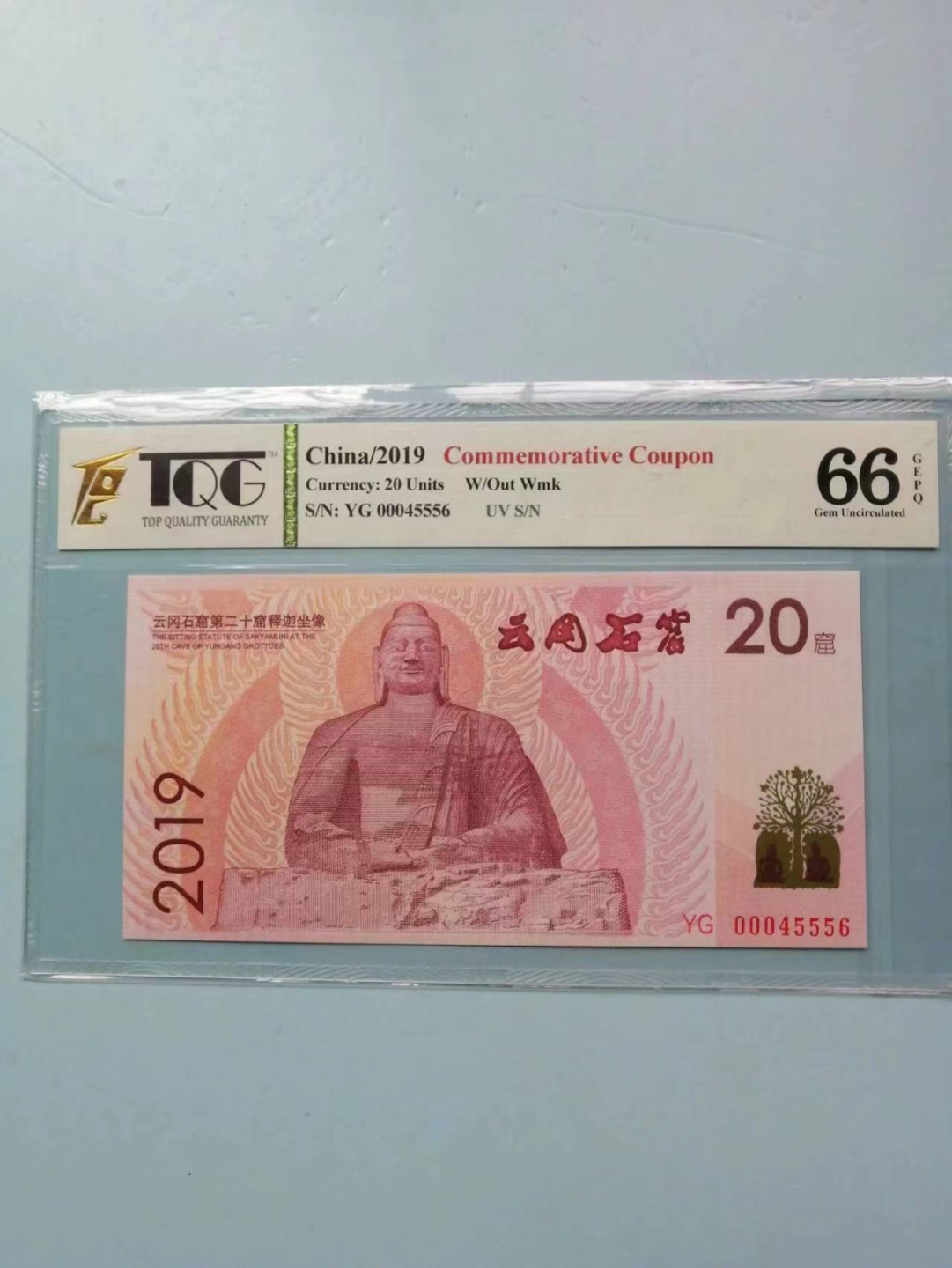 235.【鲸贝乐淘★两拍包邮】三字经·第“玉不琢，不成器”号拍卖 【纪念券】2019年云岗石窟纪念券，TQG66E