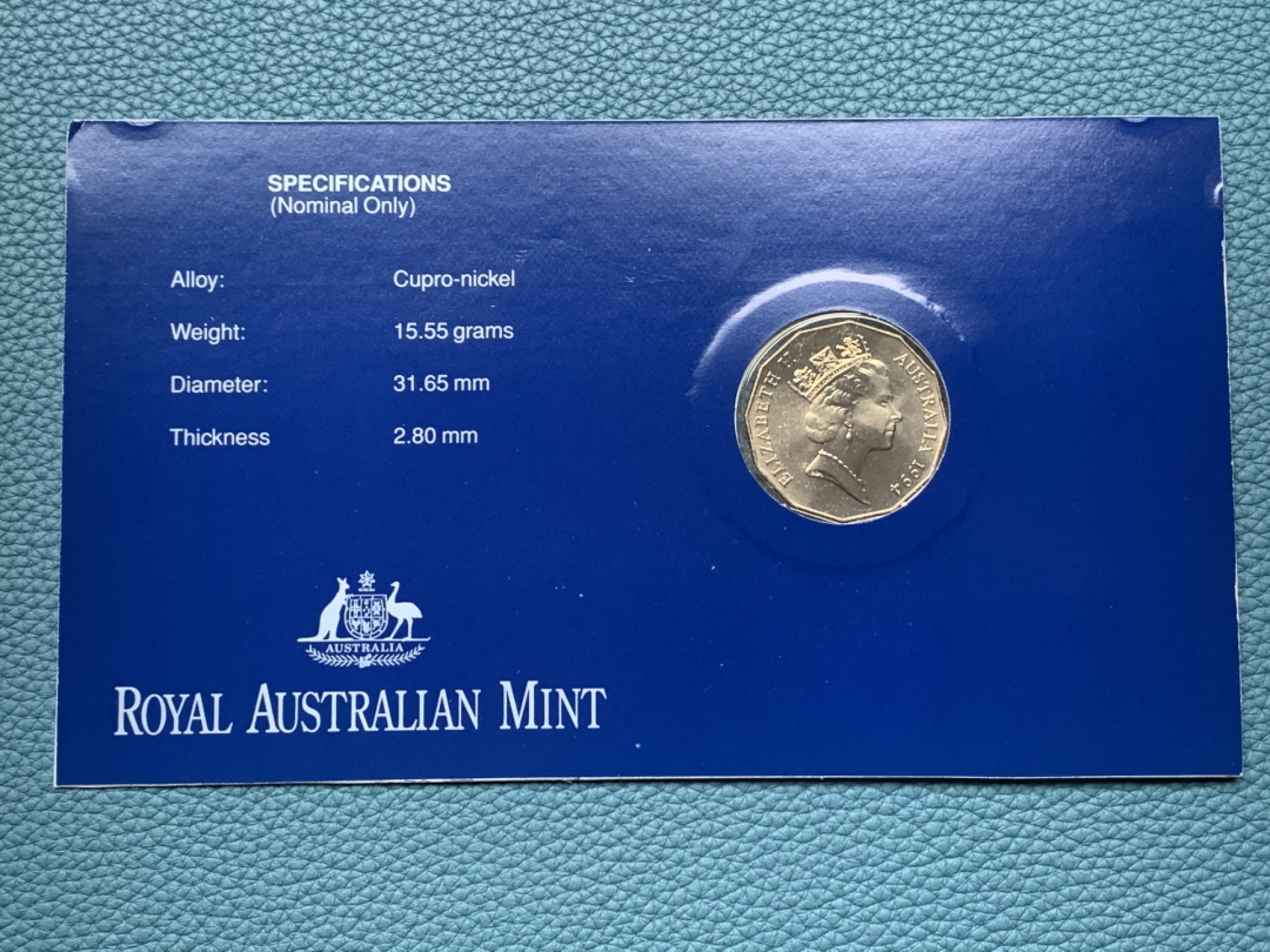 《竞宝斋》第151场-周日，周一，周四 3场 (全场包邮) 卡装 澳大利亚1994年 50分 儿童纪念镍币 带信封和邮票