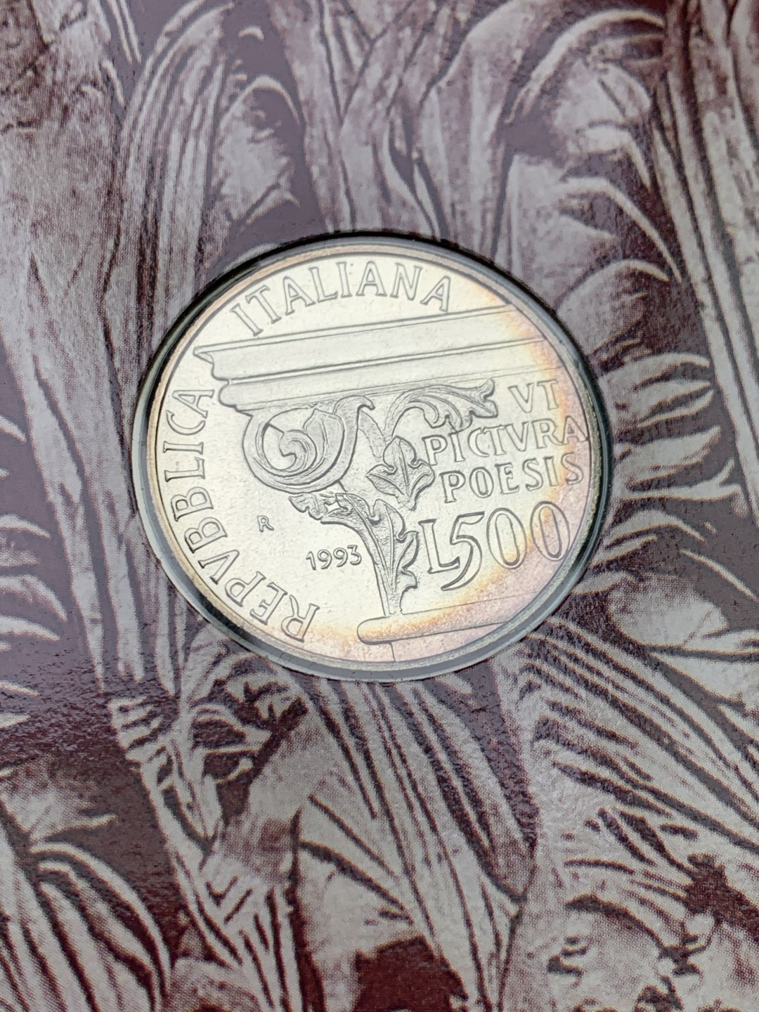 《竞宝斋》第151场-周日，周一，周四 3场 (全场包邮) 意大利1993年，赫拉斯500里拉纪念银币，原册自带说明