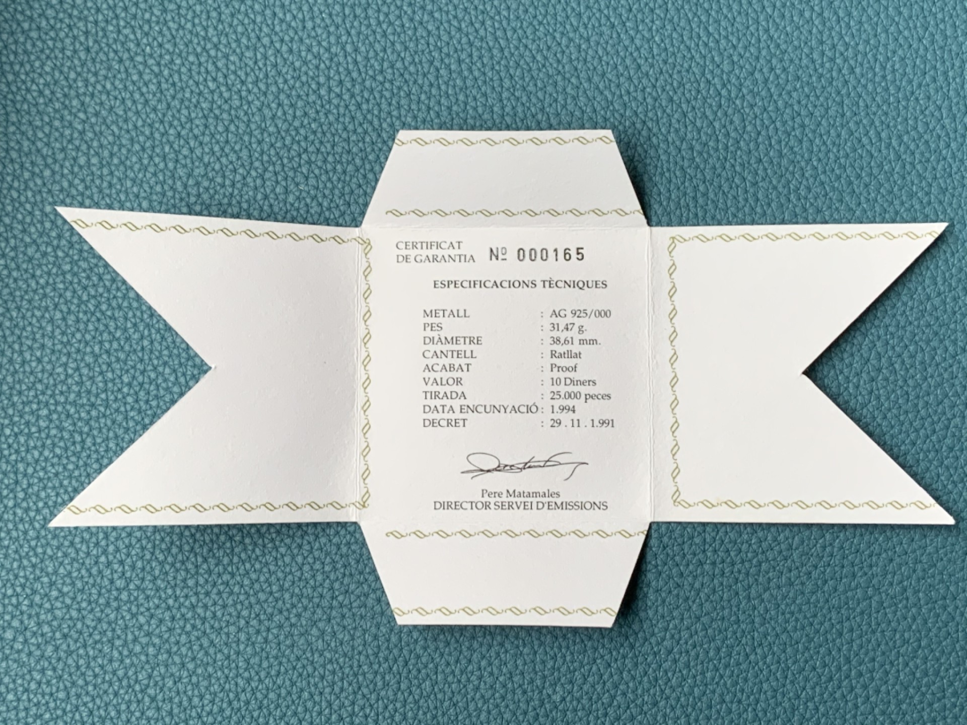 《竞宝斋》第151场-周日，周一，周四 3场 (全场包邮) 原盒 安道尔1991年 10第纳尔精制大银币