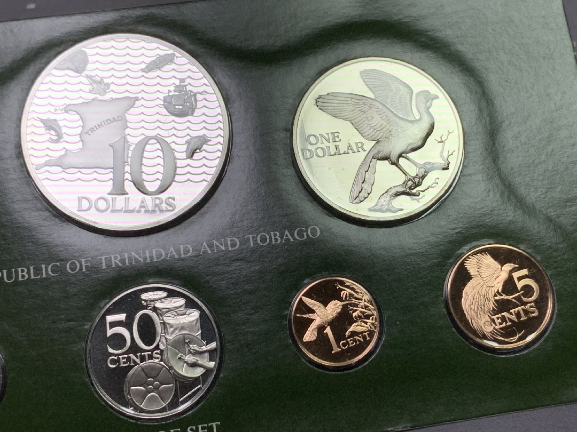 《竞宝斋》第151场-周日，周一，周四 3场 (全场包邮) 原盒 特立尼牙和多巴哥 1980年八枚套 其中最大两枚5元和10元都是银币