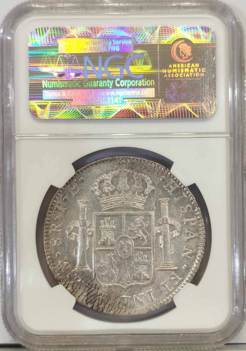 博洋堂世界钱币拍卖第022期（全场包邮） NGC MS62 西属墨西哥1809年斐迪南七世双柱 MO TH 8里亚尔 过渡年份军装版 目前价值洼地