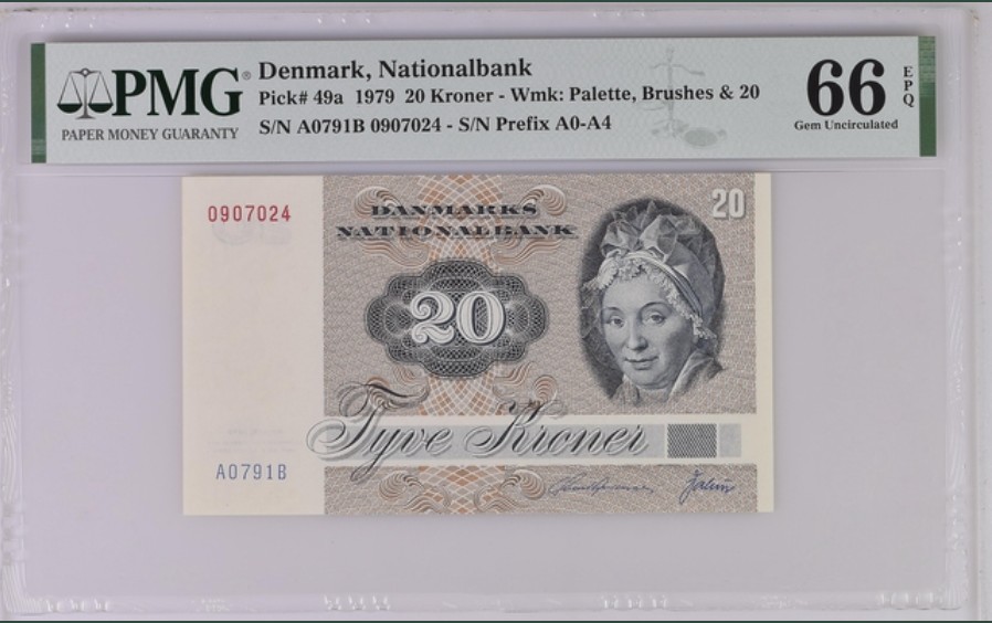 收藏联盟Quantum Auction 第248期拍卖 丹麦1979年20克朗 PMG66 首发年A0冠