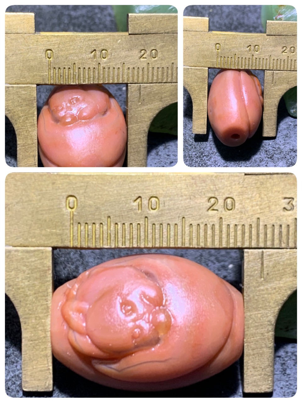 精美亚光战国红玛瑙手工雕刻抱月萌兔勒子一颗！