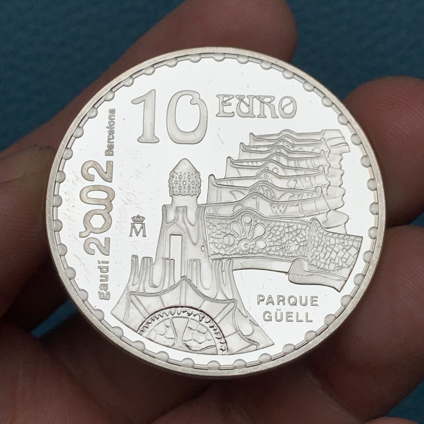 《竞宝斋》第151场-周日，周一，周四 3场 (全场包邮) 西班牙2002年 高迪建筑系列 10欧元精制大银币 27克 92.5%银