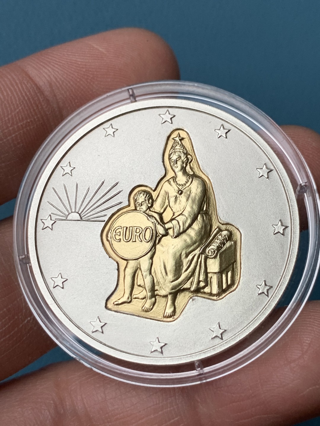 《竞宝斋》第151场-周日，周一，周四 3场 (全场包邮) 原盒 安道尔1997年 坐人20第纳尔银币 含金1克，银25克 发行量只有5000枚 非常稀少