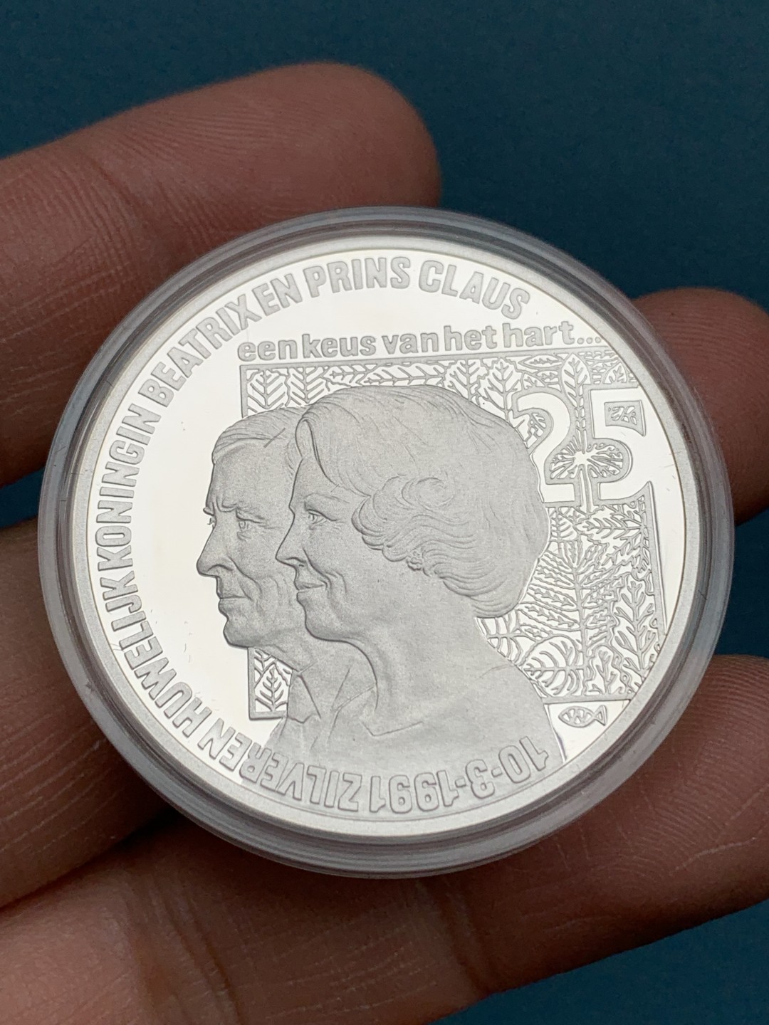 《竞宝斋》第151场-周日，周一，周四 3场 (全场包邮) 荷兰1991年 25ECU精制大银币 一对 带盒