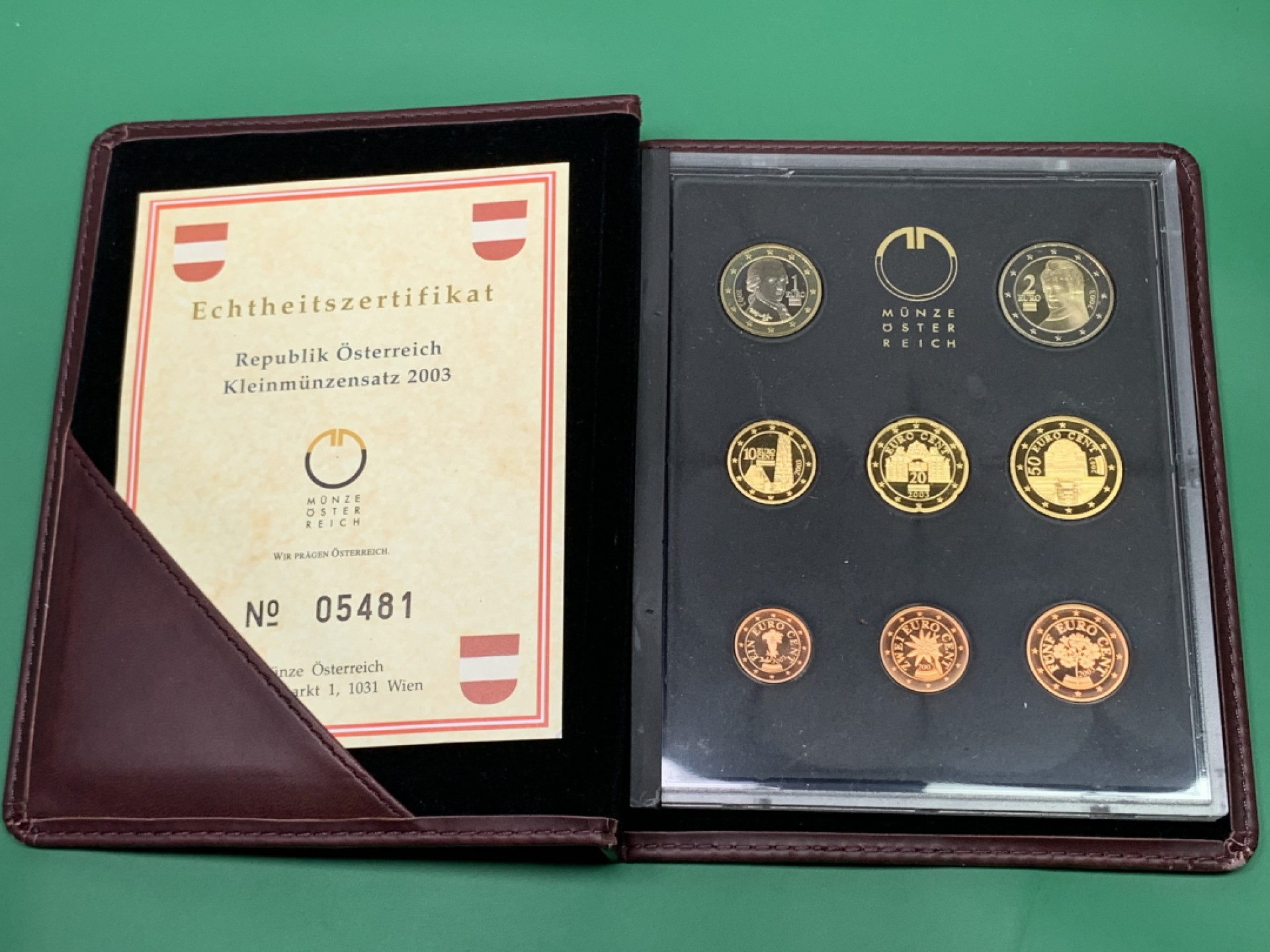 《竞宝斋》第151场-周日，周一，周四 3场 (全场包邮) 原盒 奥地利2003年 欧元八枚套 精制币 非常罕见