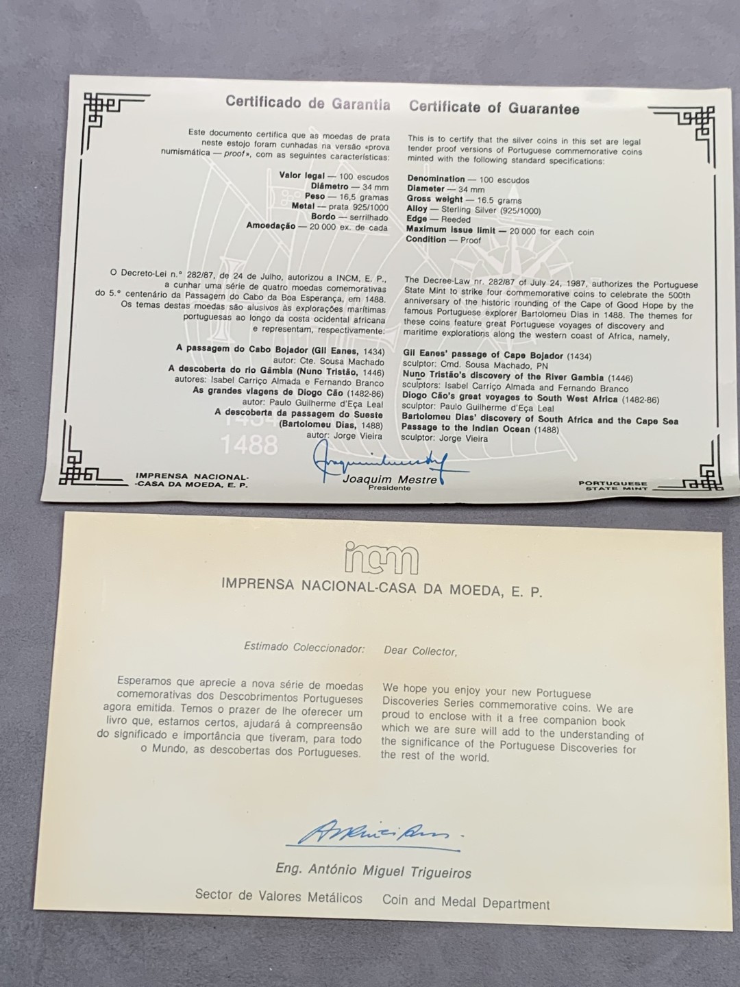 《竞宝斋》第151场-周日，周一，周四 3场 (全场包邮) 原盒 葡萄牙1987年 大航海系列 100埃斯库多 精制大银币 16.5克 四枚一组